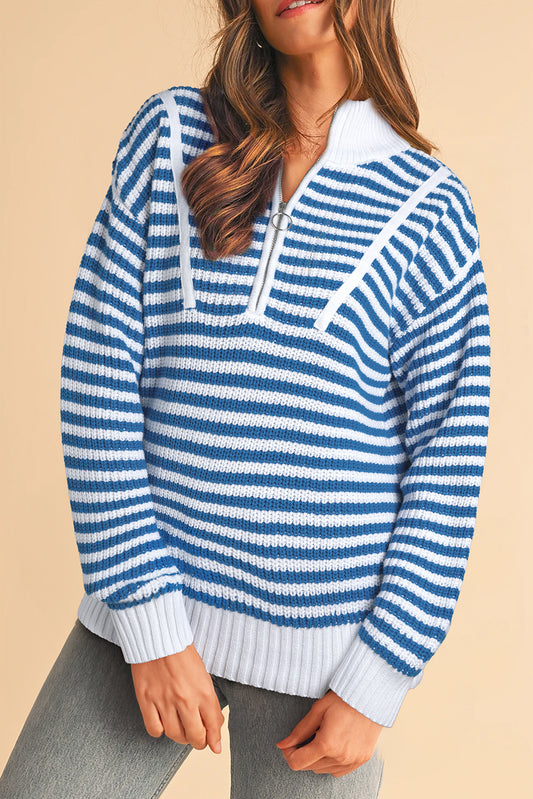 Women's Blue Striped Collar Jumper - Catherine Martin