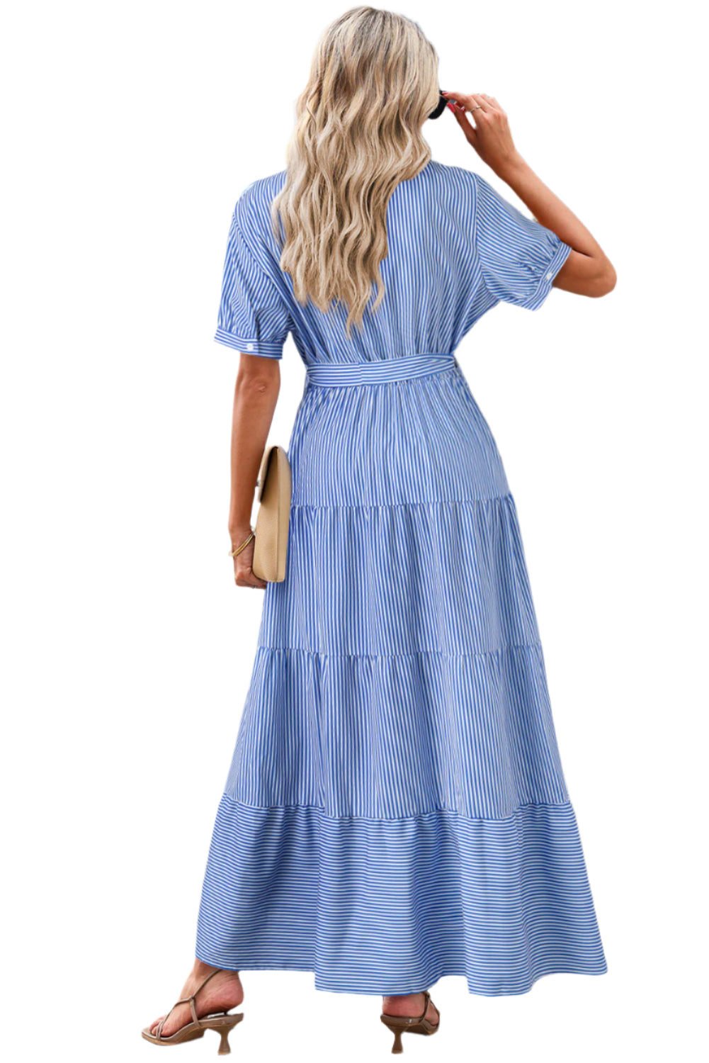 Blue Striped Shirt Dress Waist Tie - Catherine Martin