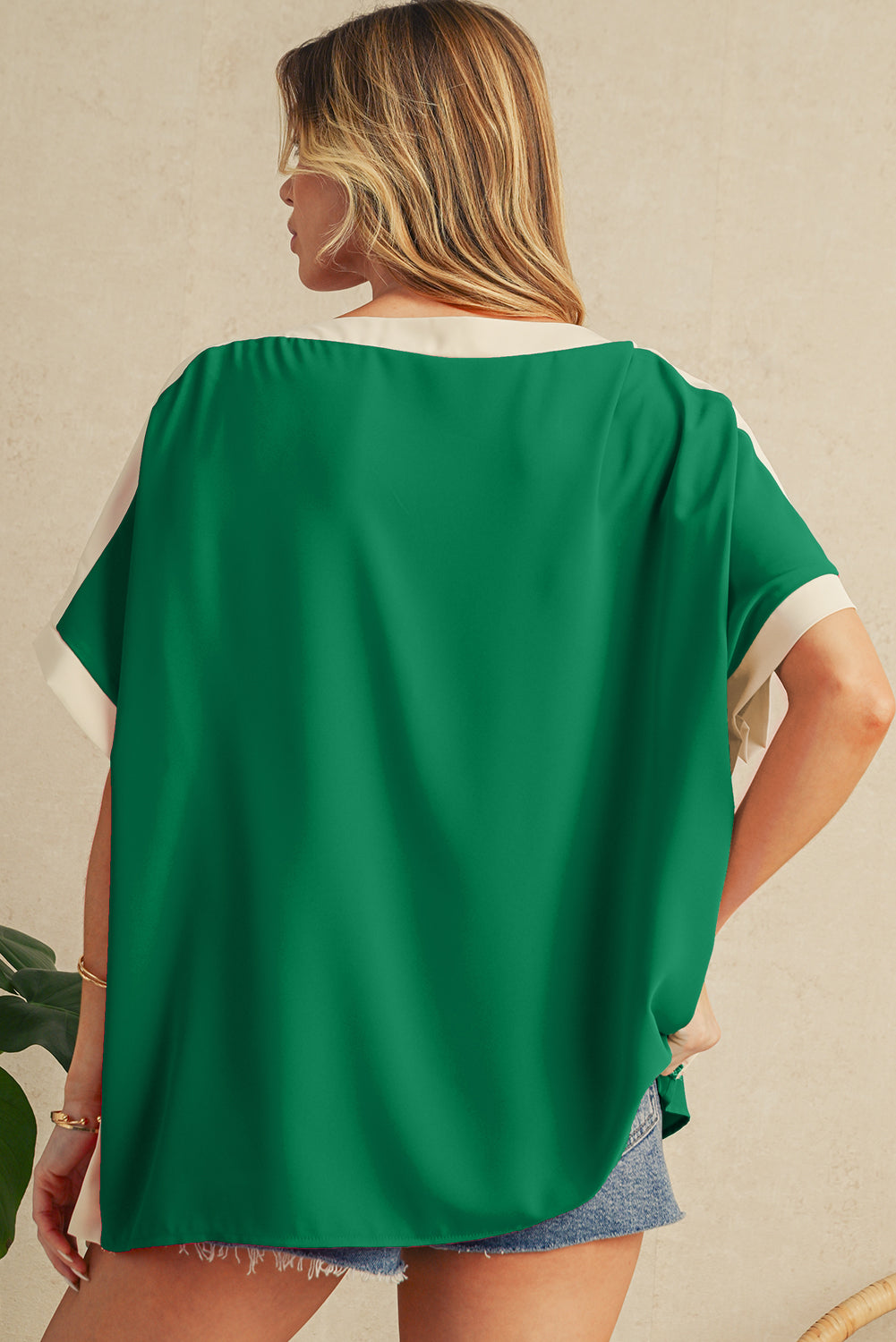 Contrast Trim Dolman Tunic