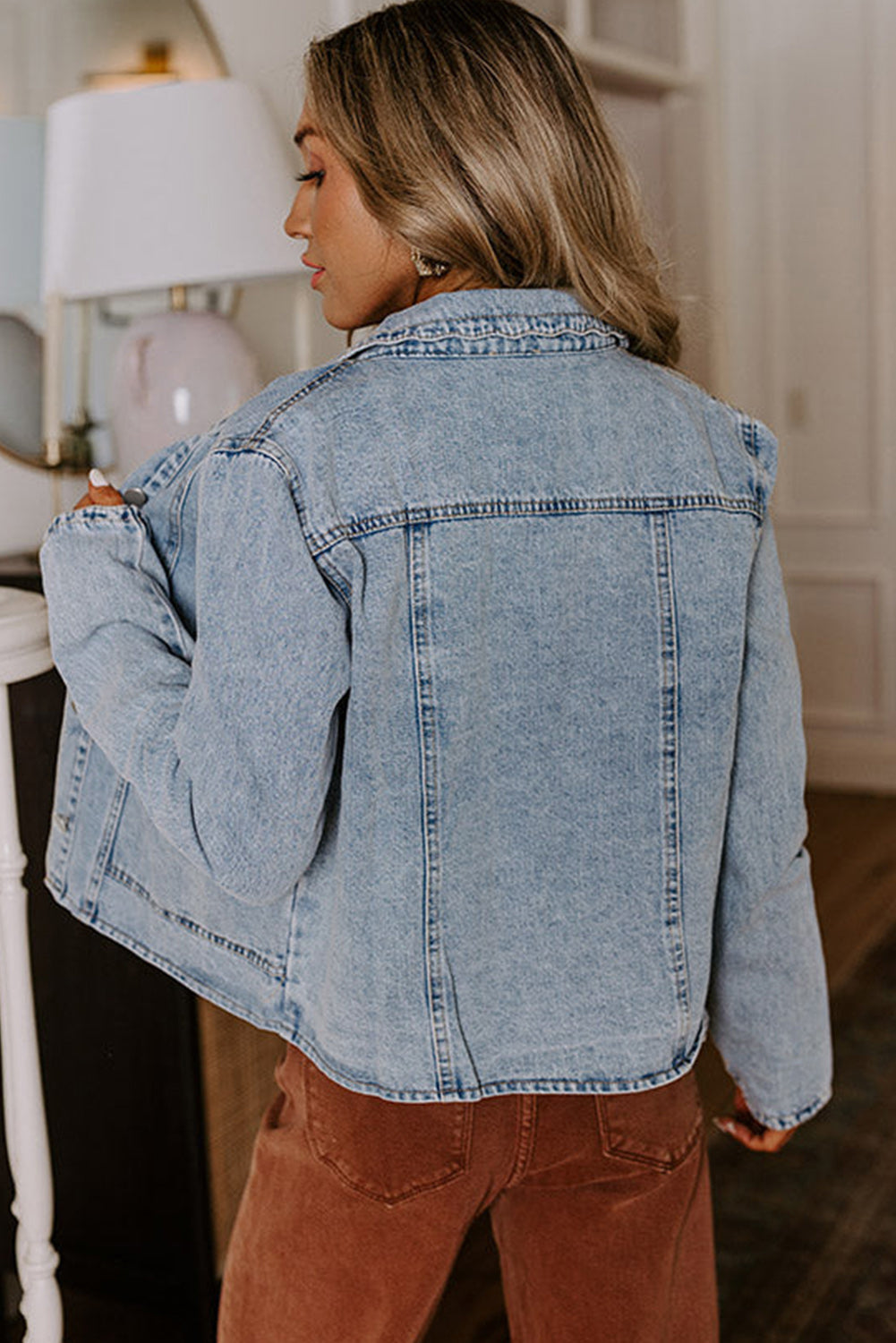 Scallop Neck Denim Jacket