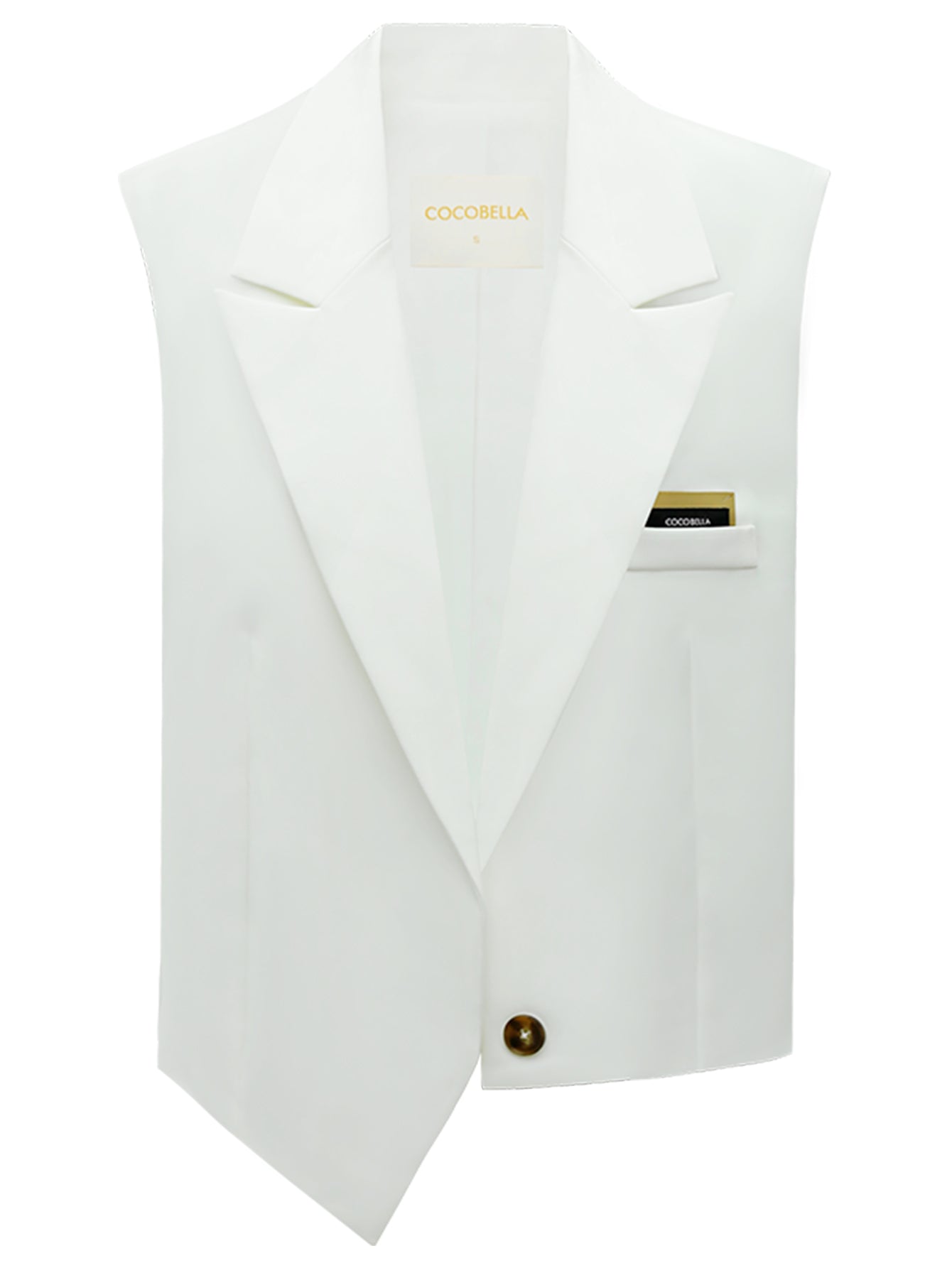 Asymmetrical Single Breasted White Vest-3
