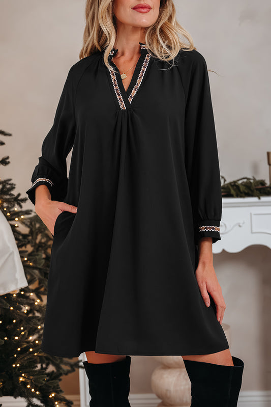 Contrast Trim Mini Shift Dress