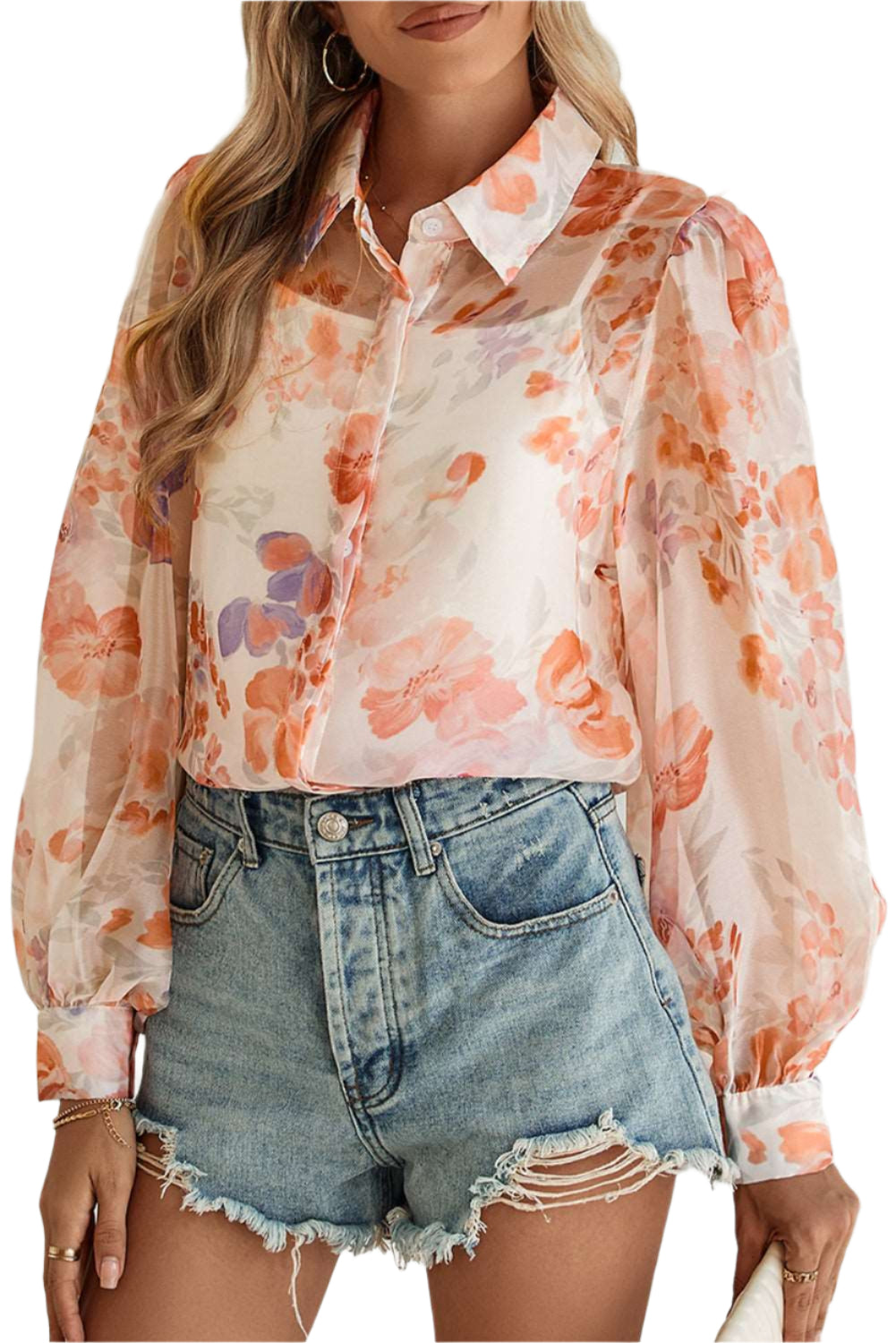 White Floral Print Loose Shirt - Catherine Martin