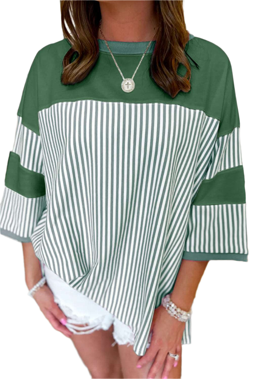 Striped Patchwork Oversized Tee - Catherine Martin