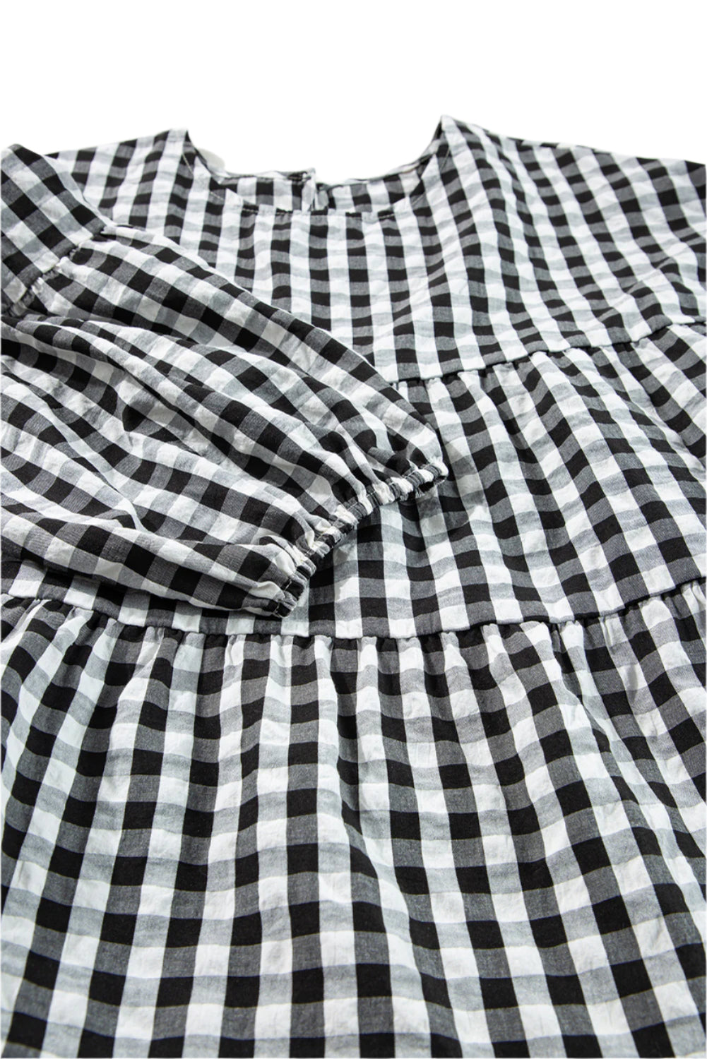 Black Plaid Tiered Oversized Blouse - Catherine Martin