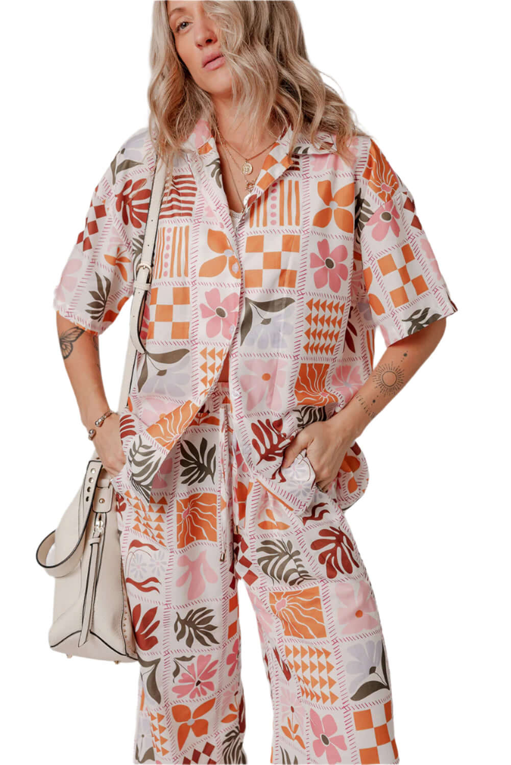 Floral Check Summer Co-ord – Soft Cotton Shirt & Pants - Catherine Martin