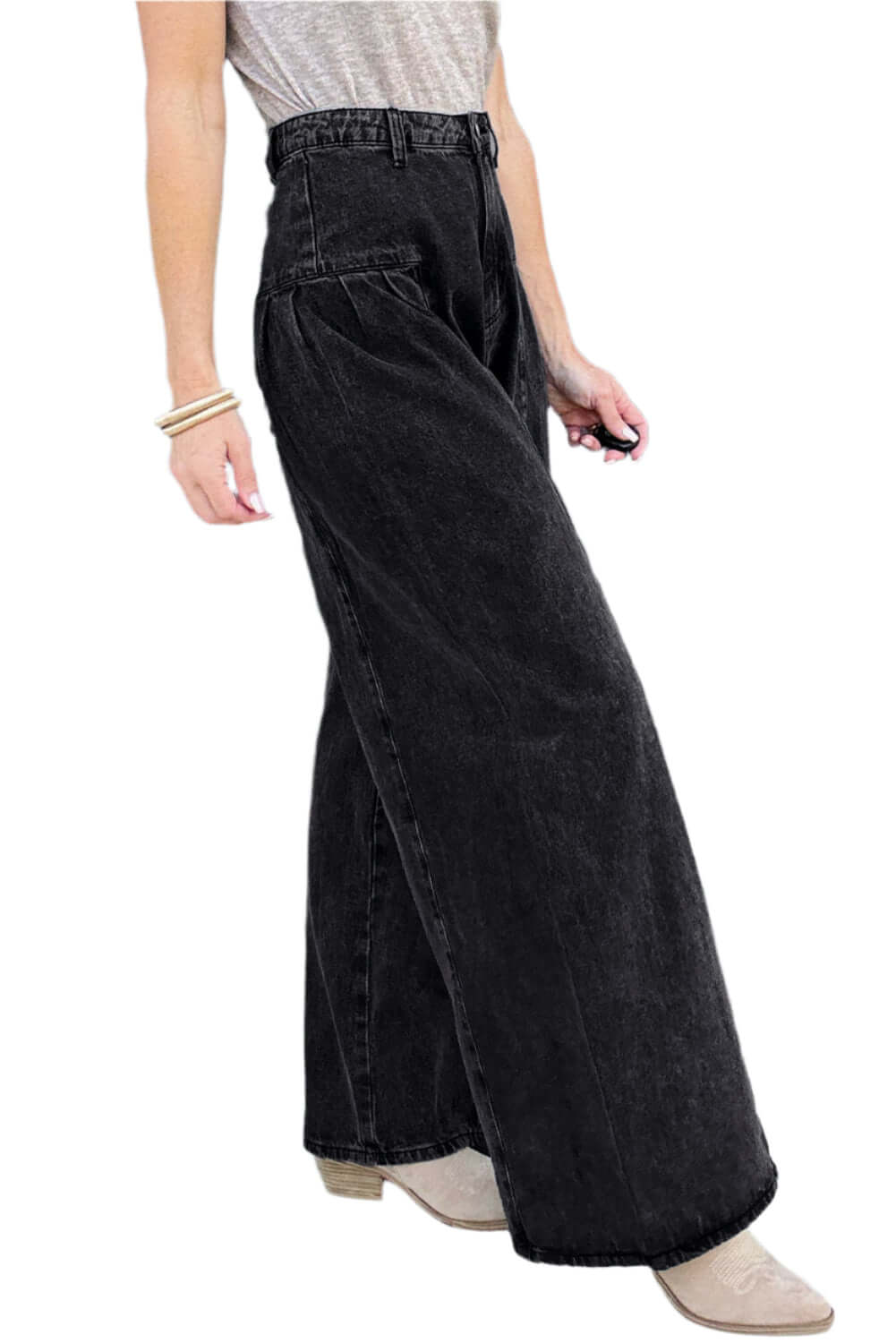 Pleated Wide Leg Jeans for Ladies - Catherine Martin