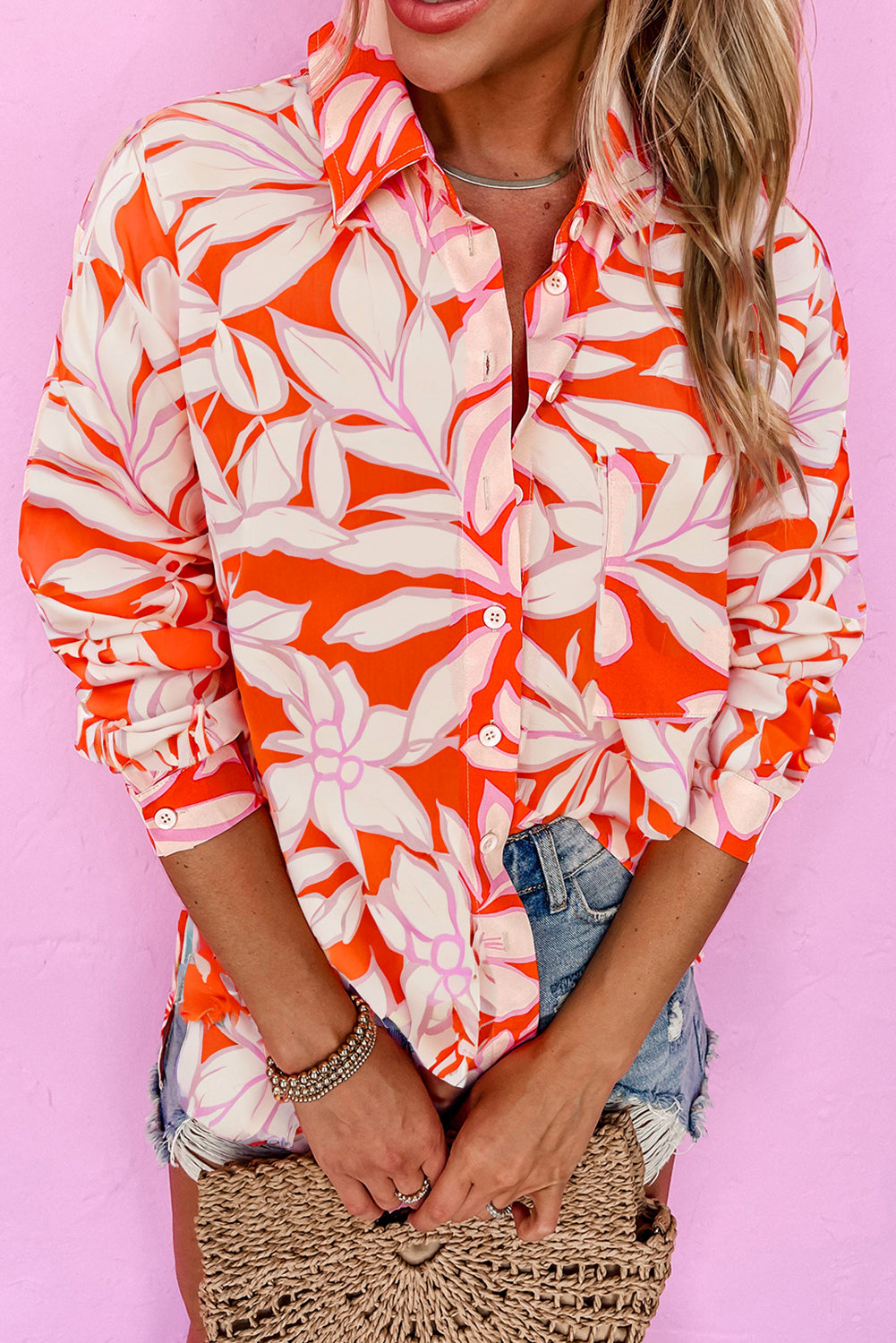 Boho Floral Button-Up Shirt