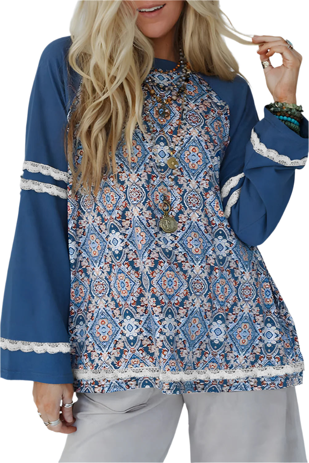 Blue Geometric Print Blouse - Catherine Martin