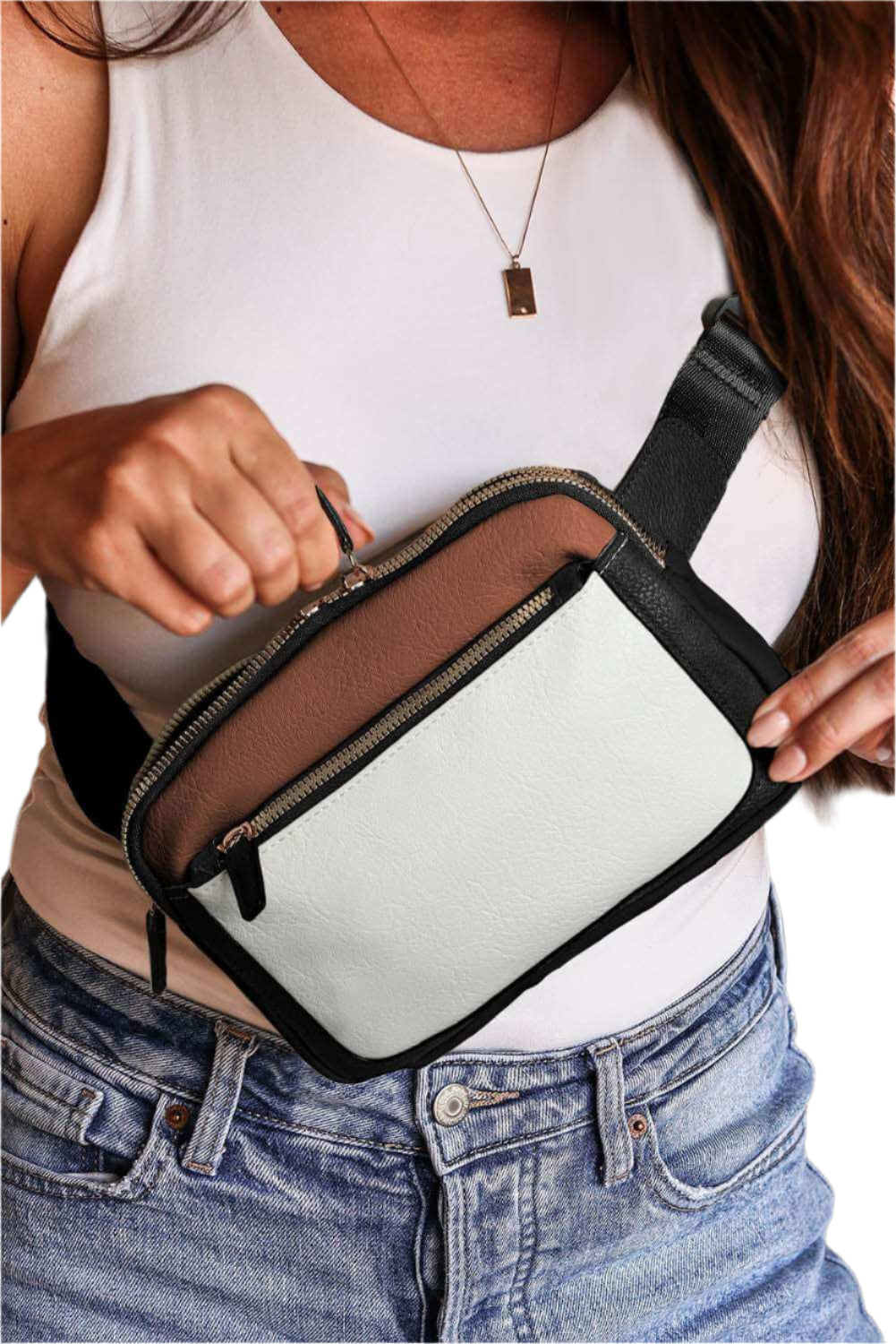White Block PU Leather Crossbody Bag - Catherine Martin