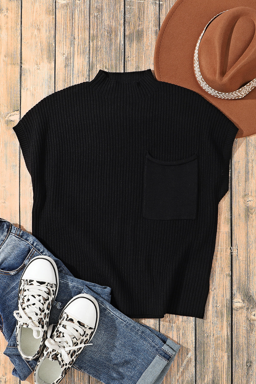 Pink Knit Sweater Short Sleeve