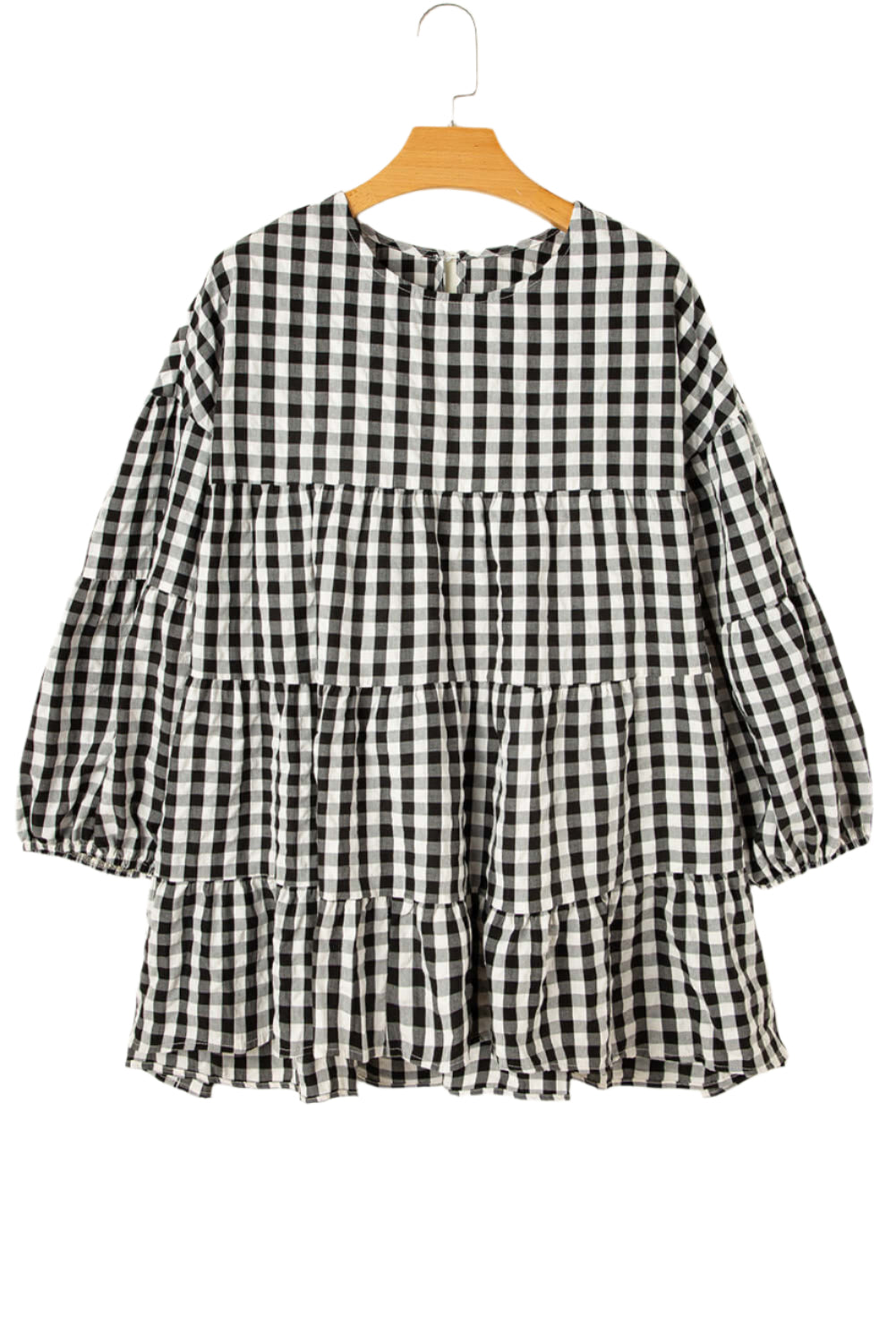 Black Plaid Tiered Oversized Blouse - Catherine Martin