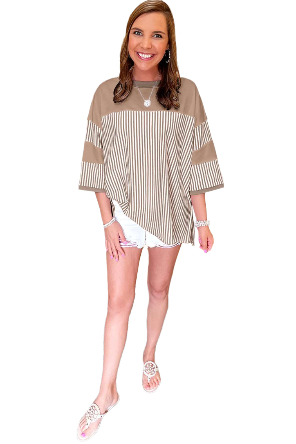 Striped Patchwork Oversized Tee - Catherine Martin