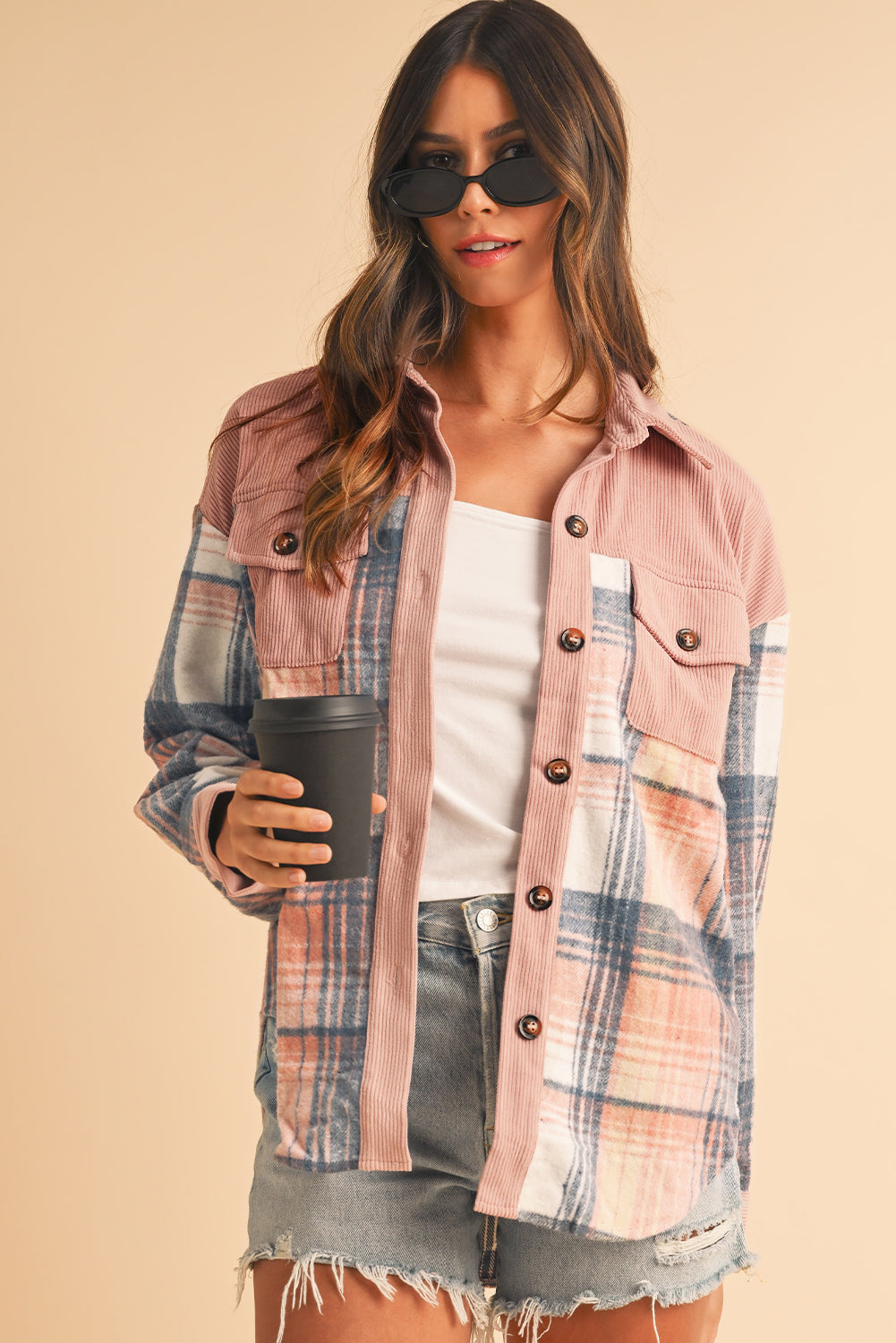 Aussie Chic Women’s Pink Plaid Corduroy Shirt - Catherine Martin