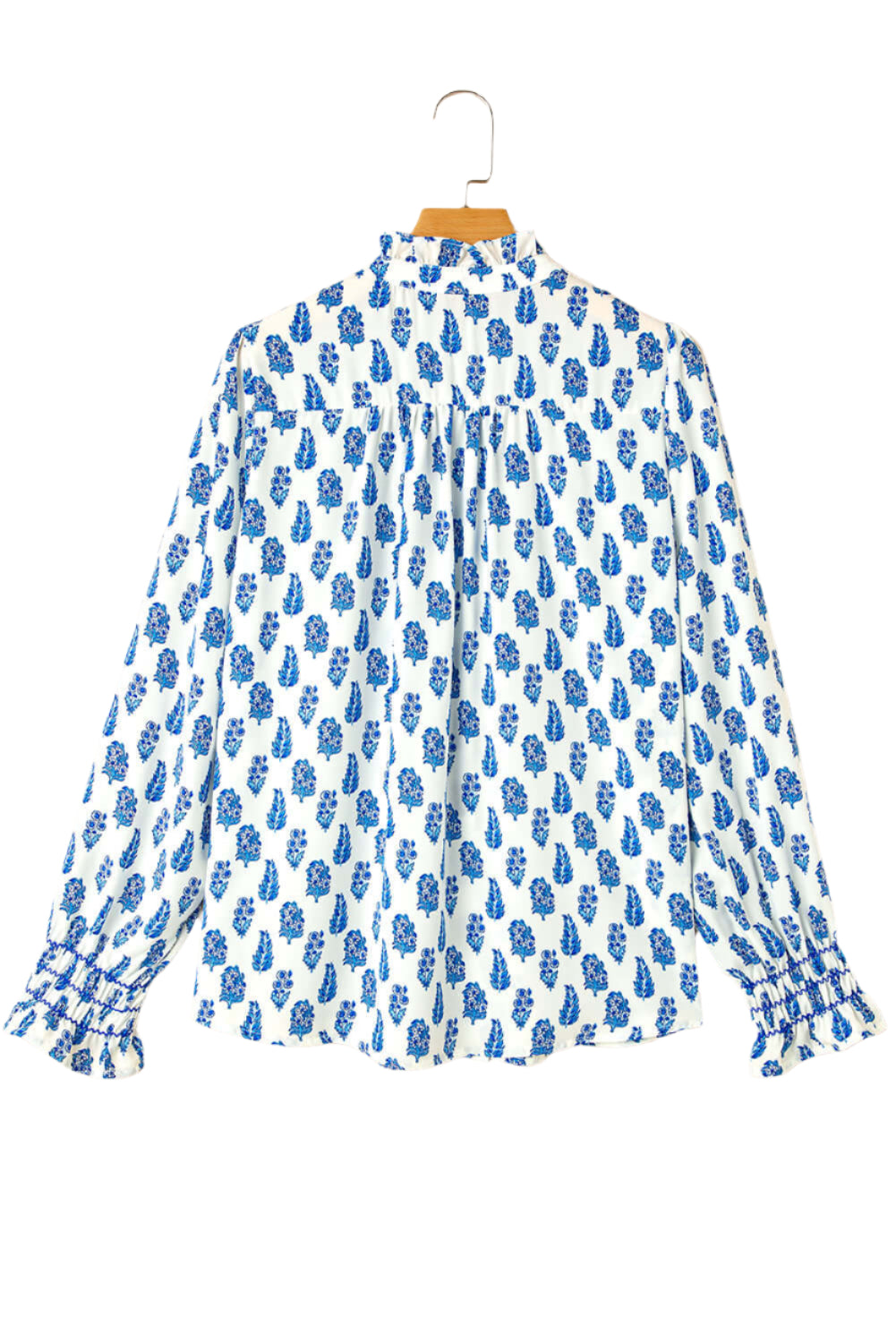 Blue and White Floral Smocked Shirt - Catherine Martin