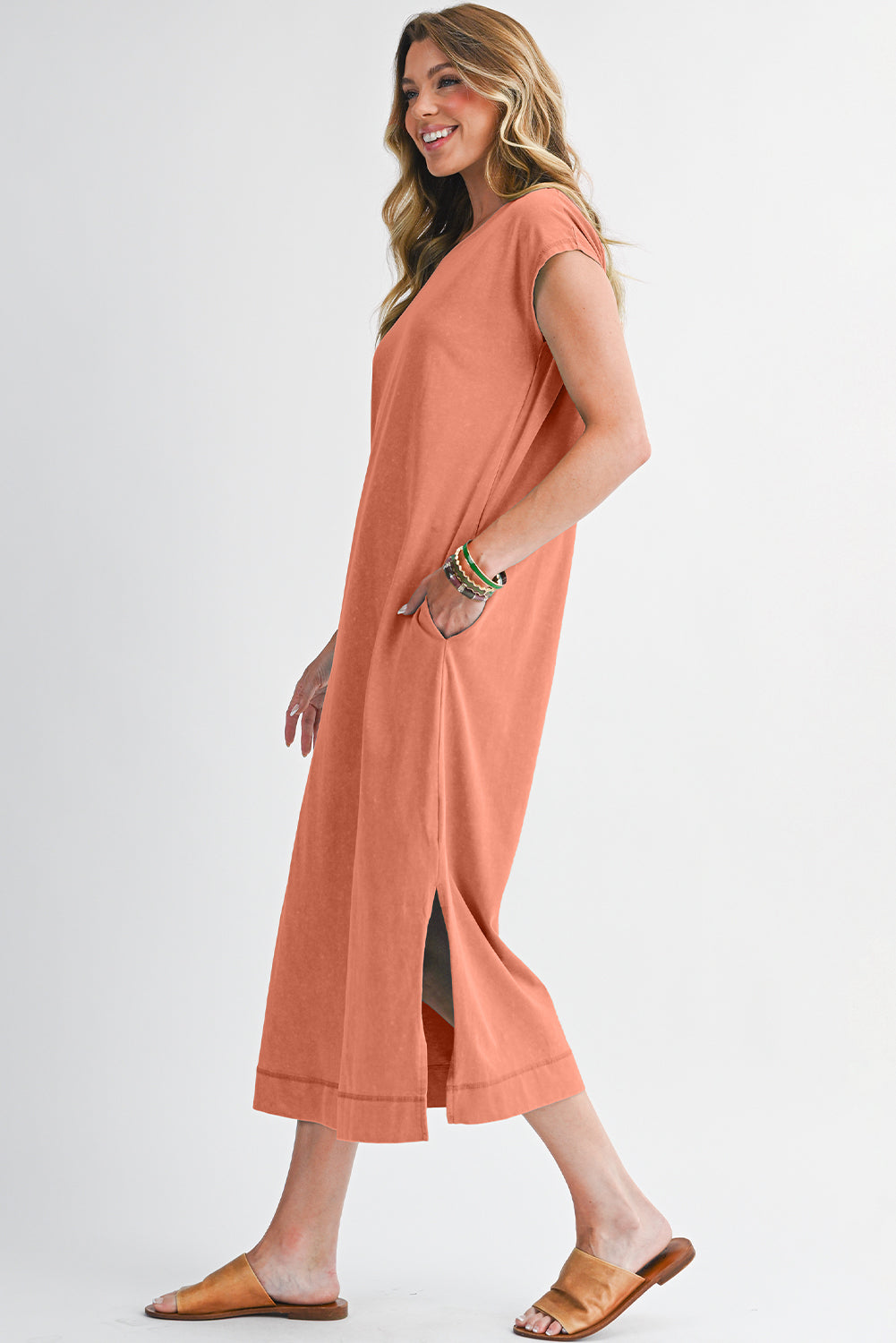 Everyday Cotton Slit Midi Dress