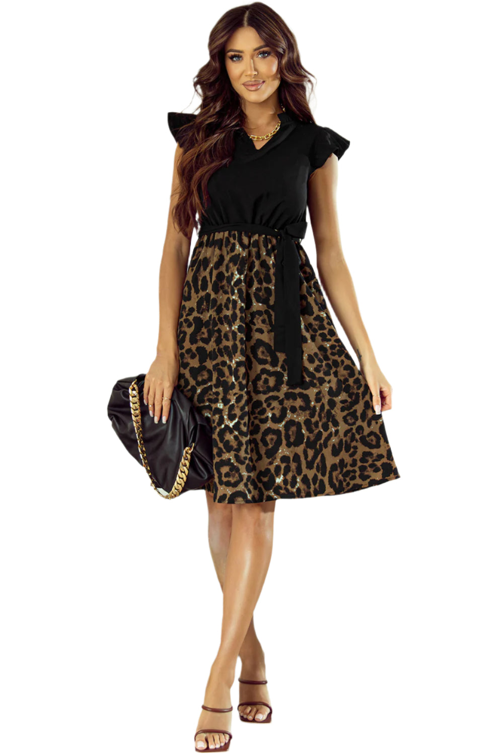 Black Leopard Print Belted Dress - Catherine Martin