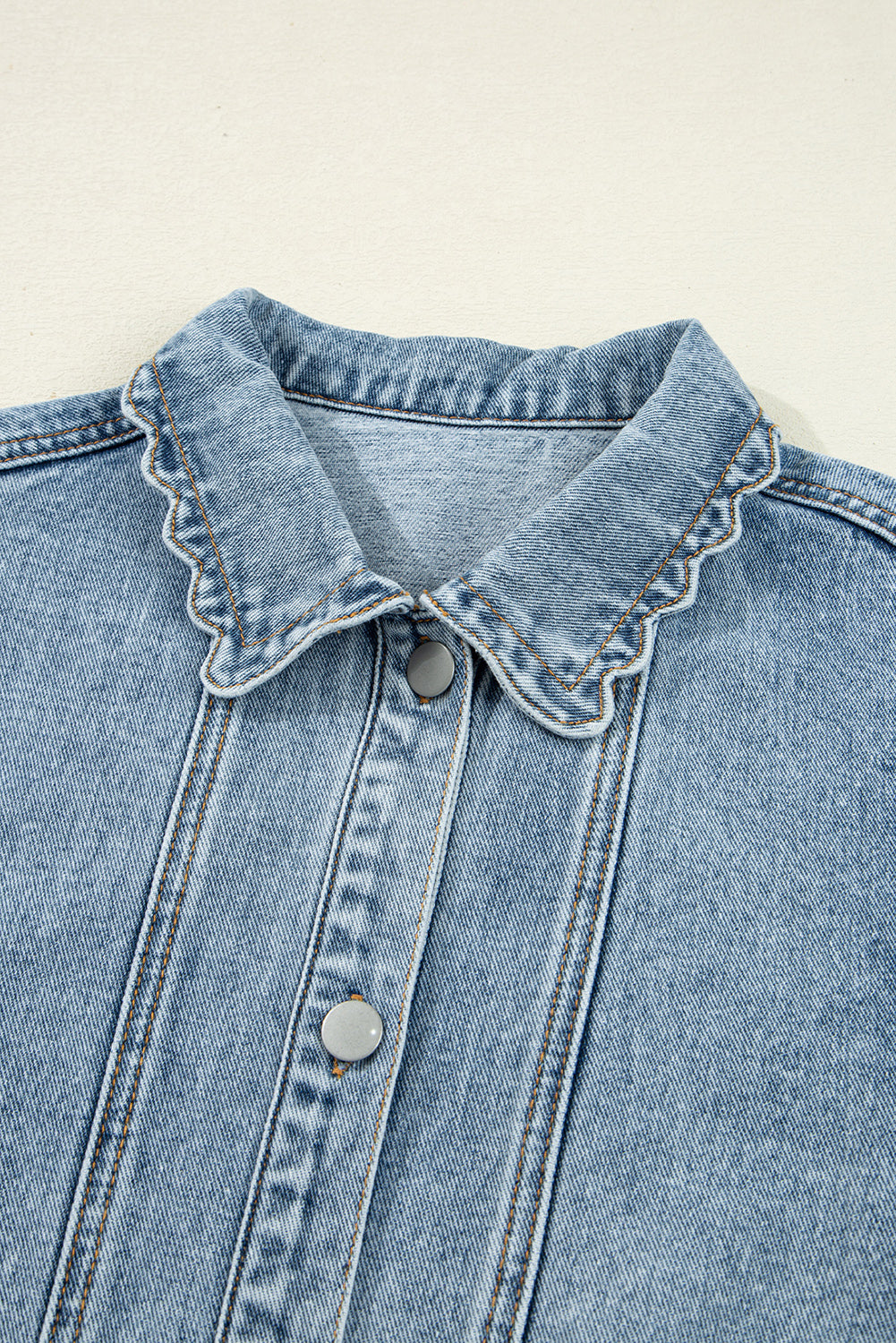 Scallop Neck Denim Jacket