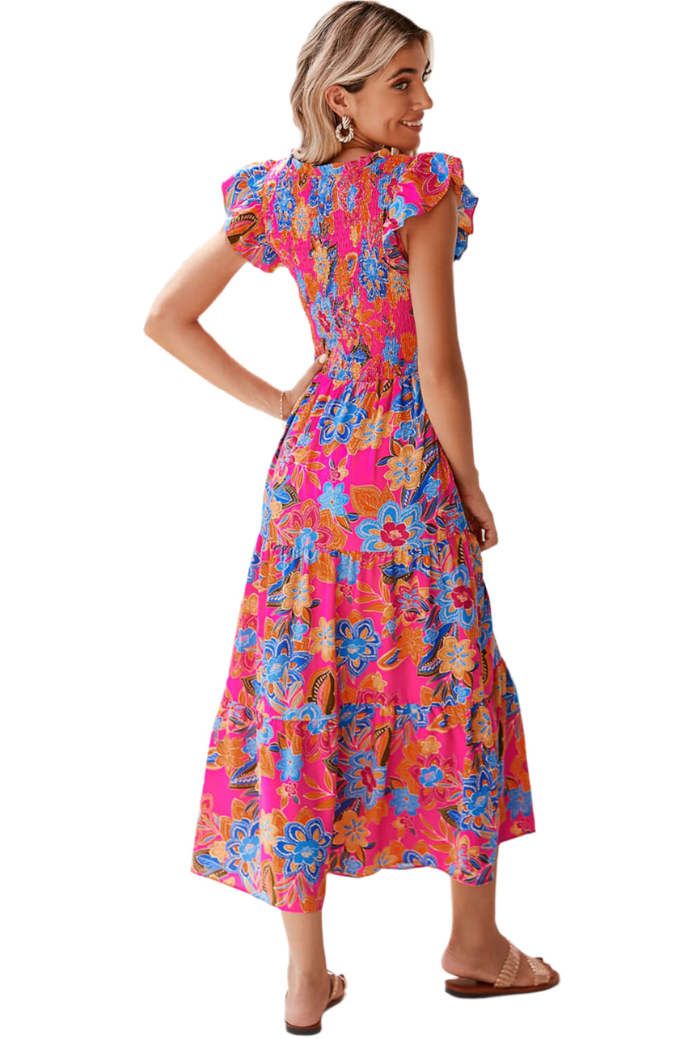 Dark Blue Floral Ruffle Dress - Catherine Martin