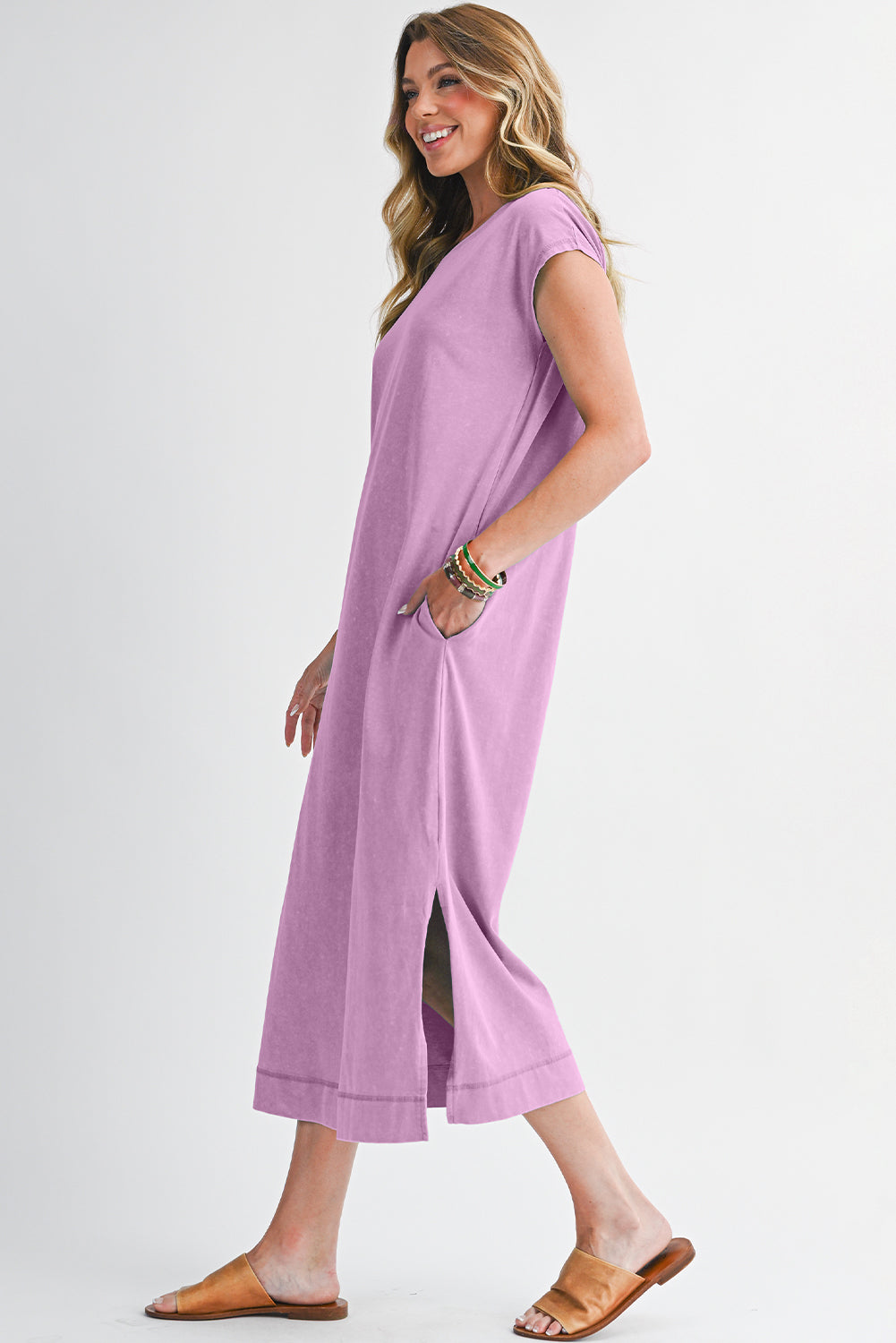 Everyday Cotton Slit Midi Dress