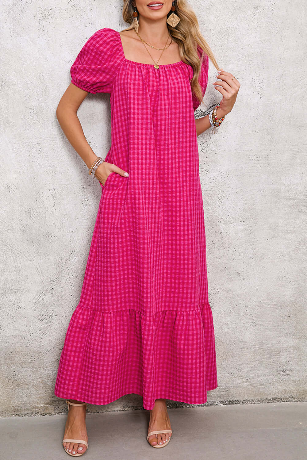 Rosie Gingham Puff Sleeve Maxi Dress - Catherine Martin
