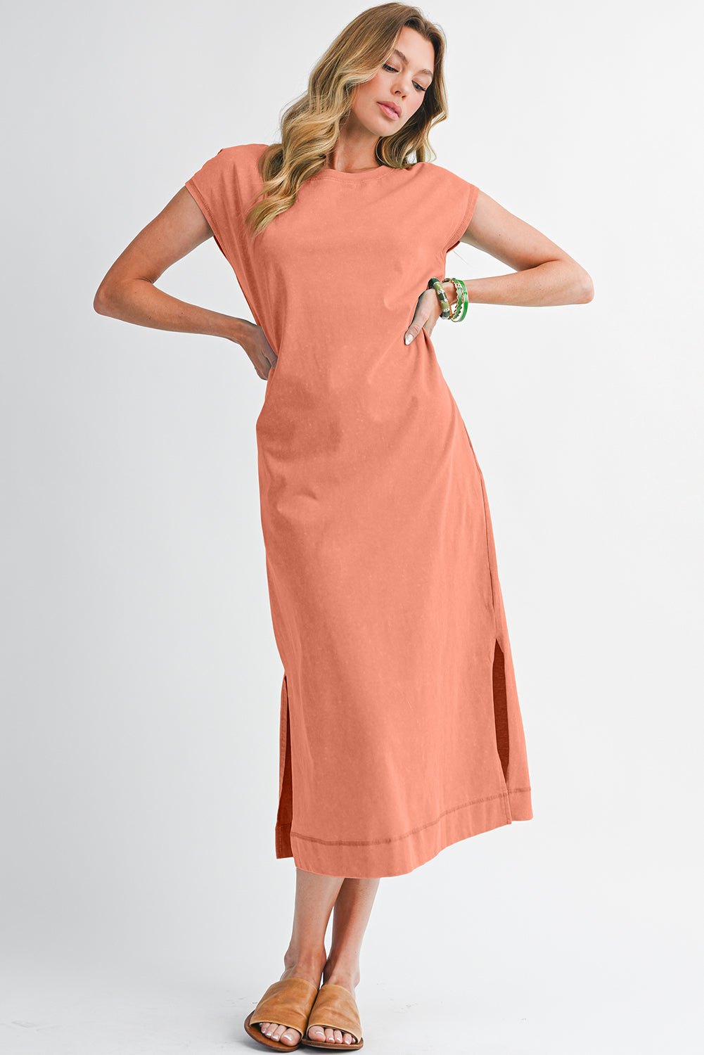 Everyday Cotton Slit Midi Dress