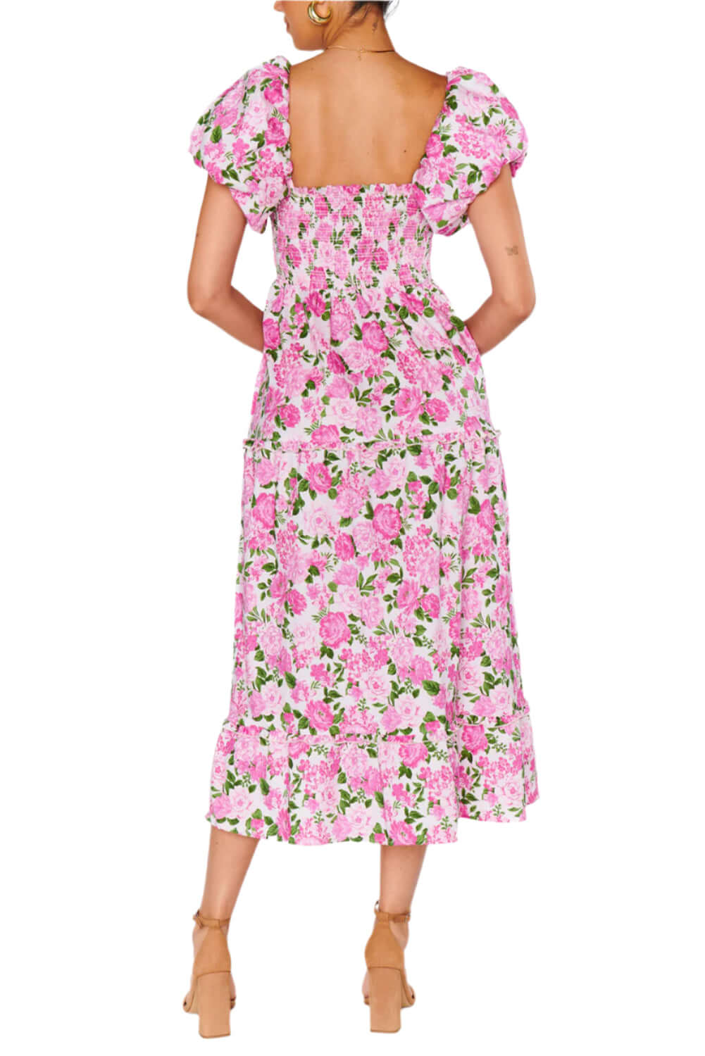 Blossom Dream Puff Sleeve Dress. Back view.