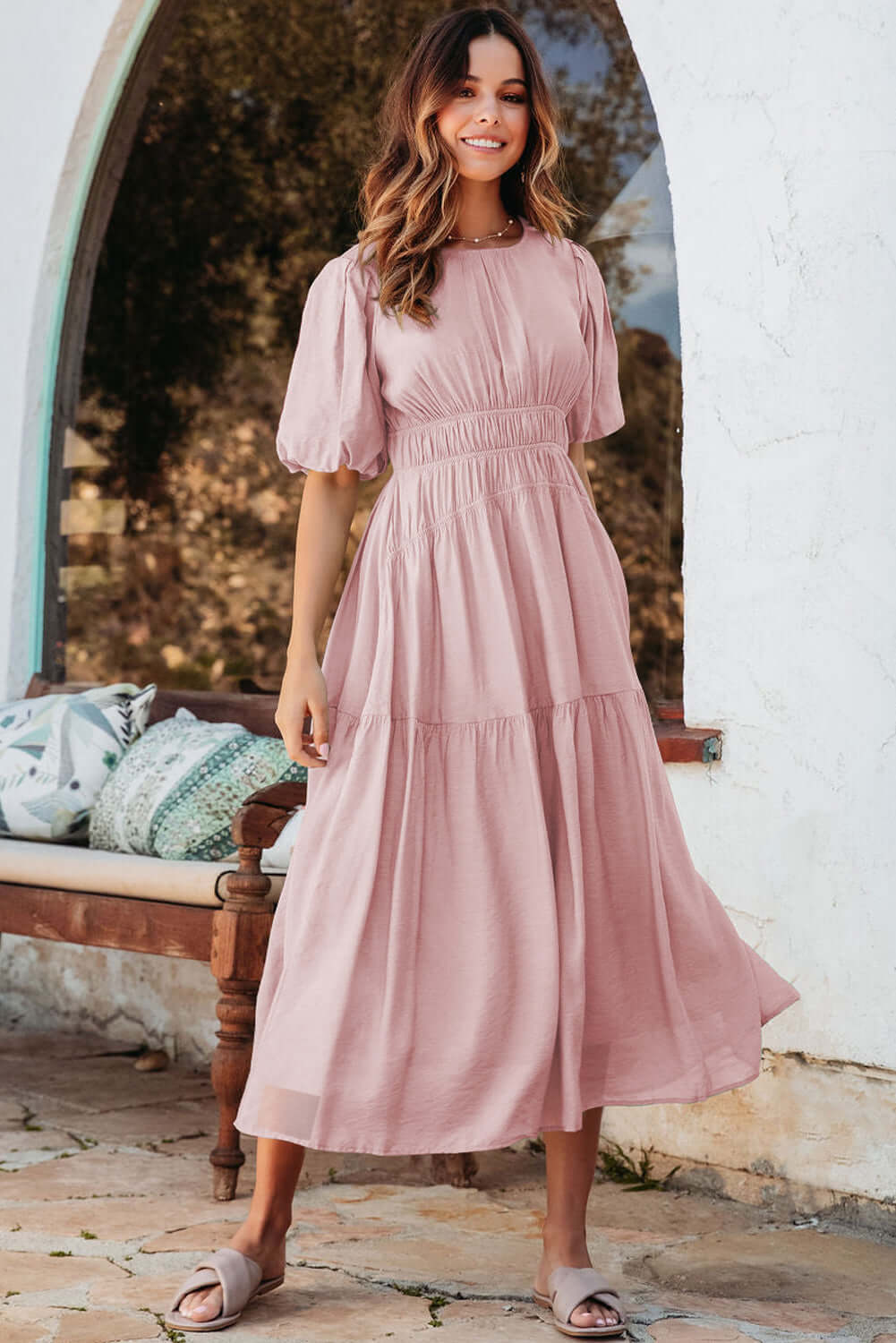 Lightweight and breathable Australian fashion midi dress for summer.