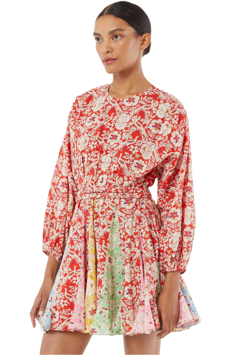 Red Floral Pleated Dress - Catherine Martin