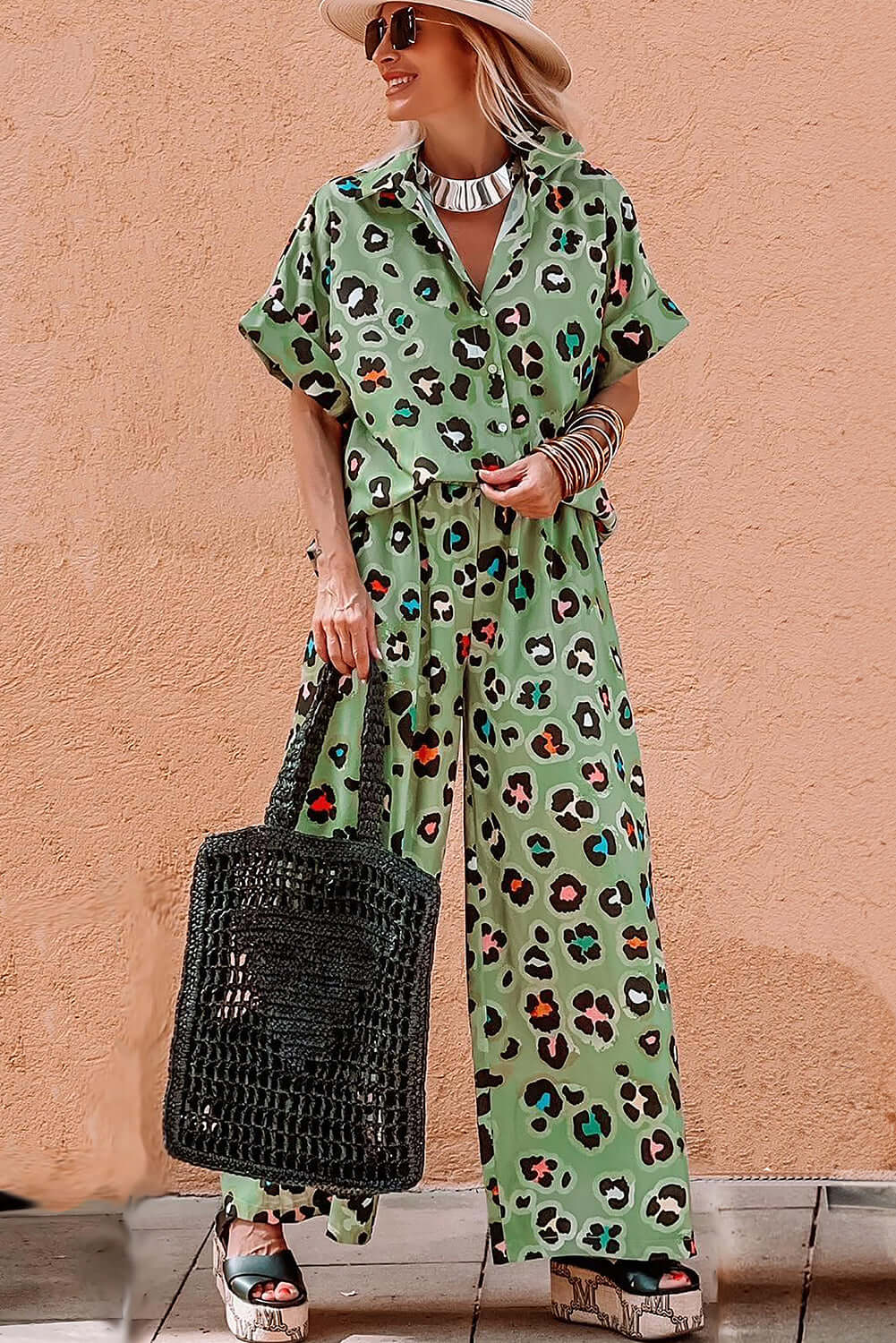 Women's Green Leopard Print Matching Set - Catherine Martin
