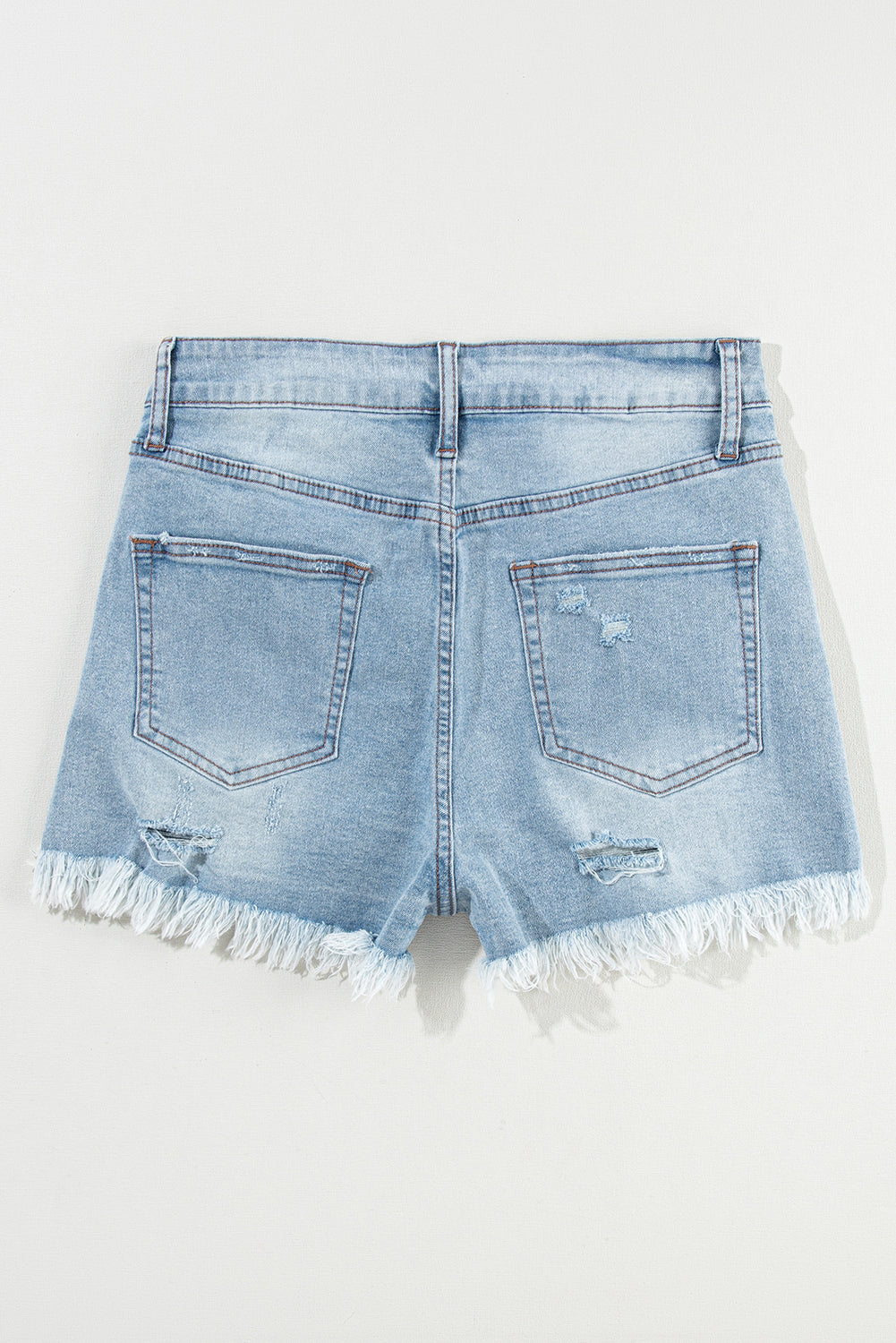 Extreme Distressed Raw Hem Denim Shorts