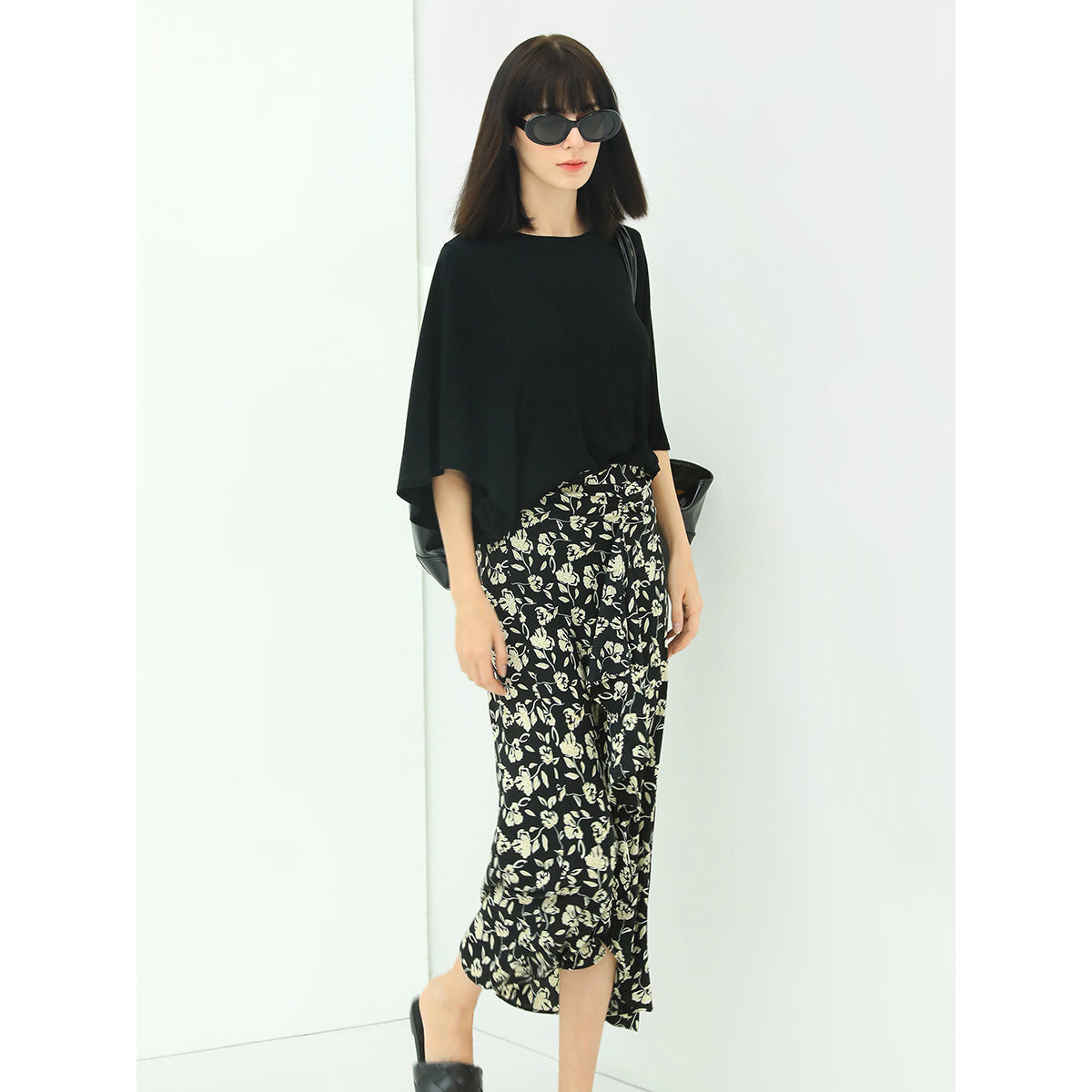 Cocobella Floral Black Wrap Skirt -1