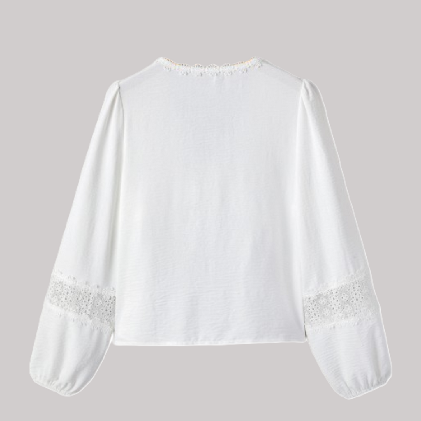 Floral Guipure Lace V-Neck Blouse