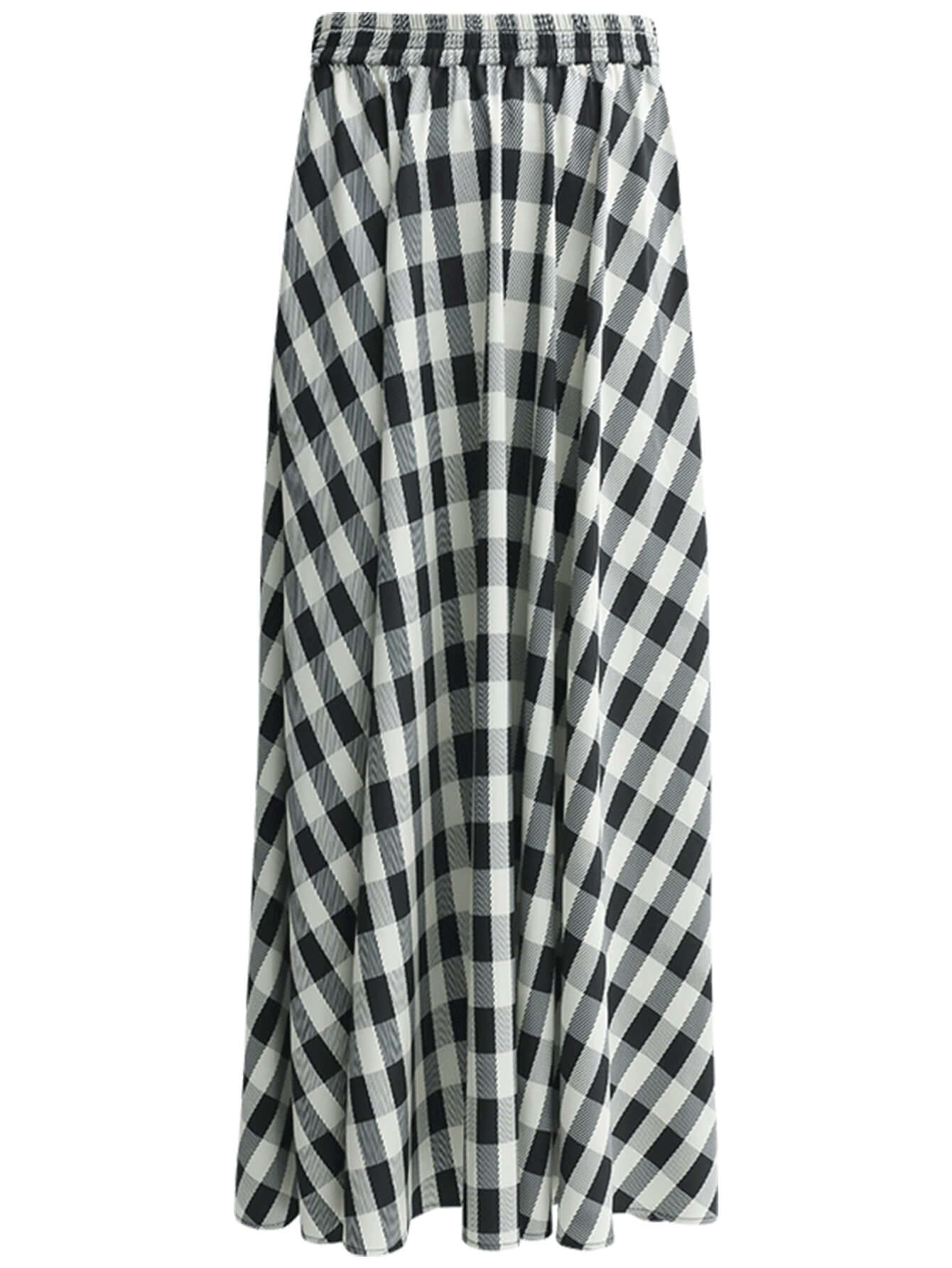 Cocobella A Line High-Waist Checkered Maxi Skirt-4
