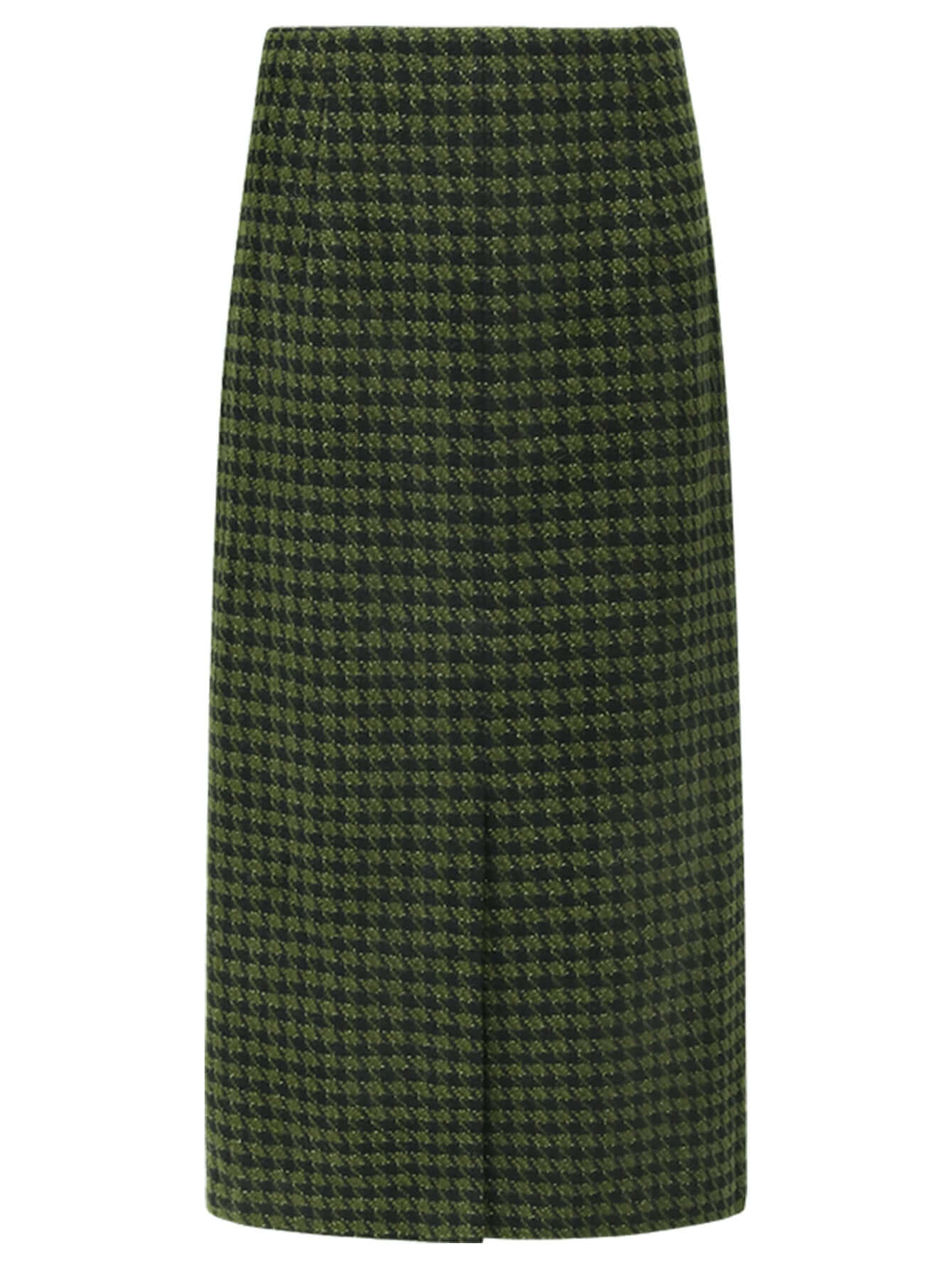 Cocobella Elegant Green Houndstooth Midi Skirt-2