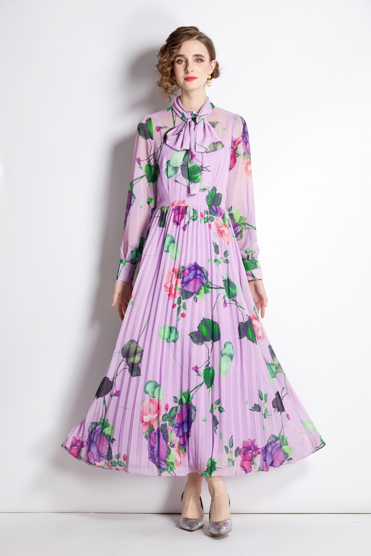 Lavender Fields Pleated Maxi Dress-2