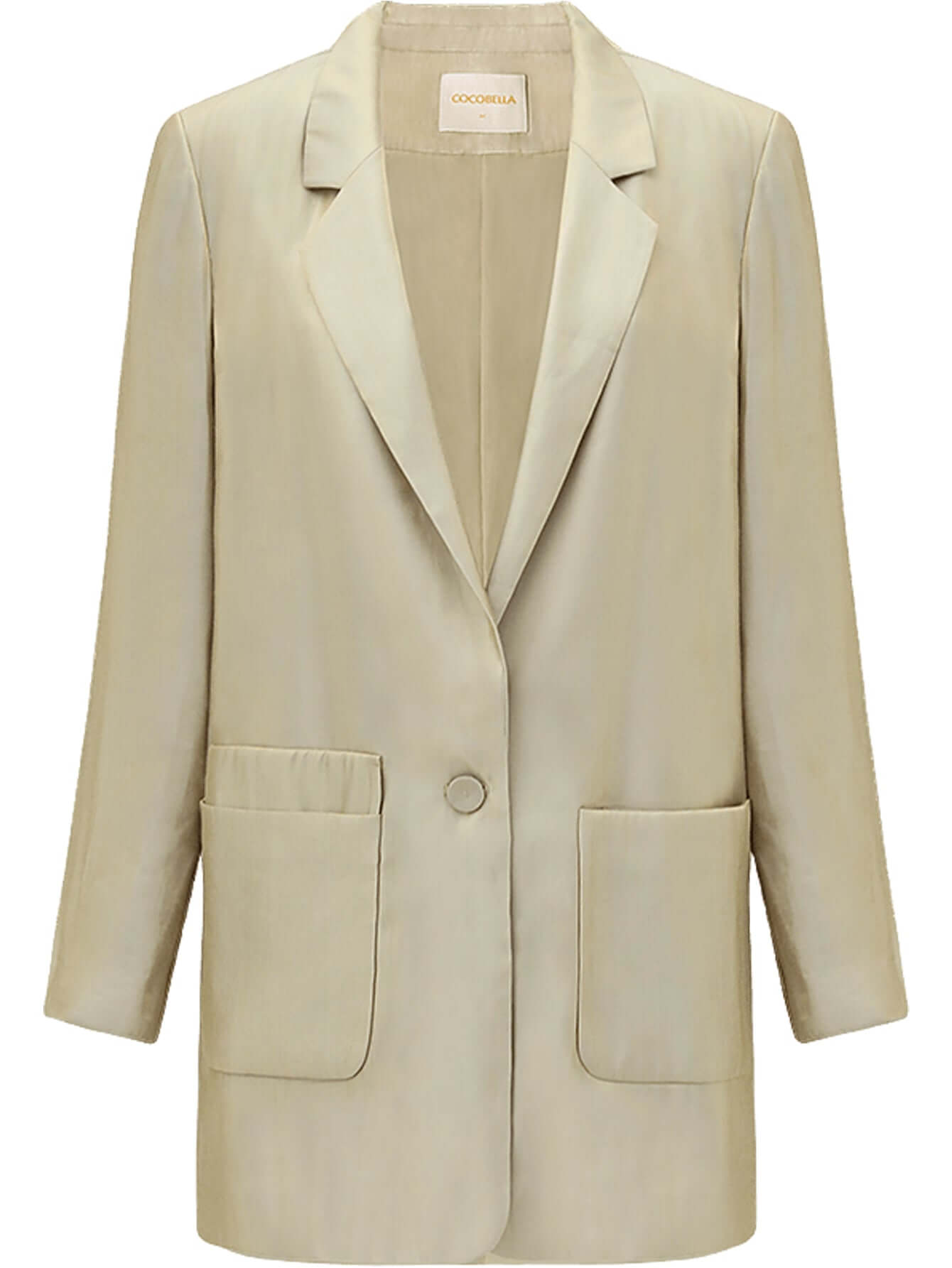 Liquid Sheen Luxe Champagne Oversized Blazer-3
