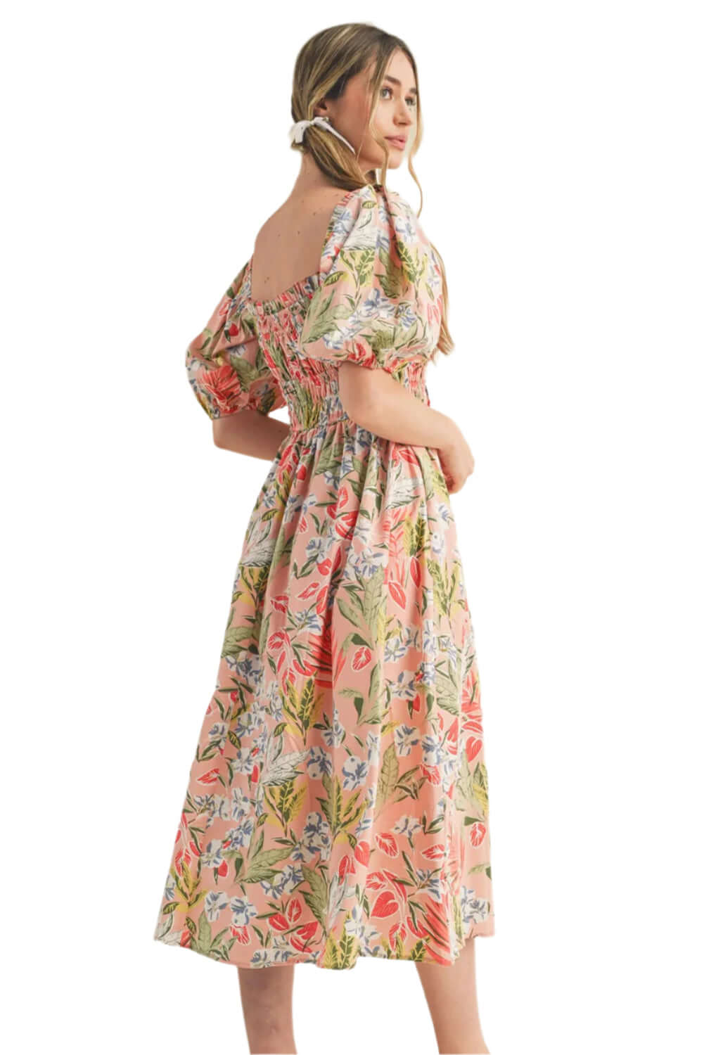 Pink Floral Smocked Midi Dress - Catherine Martin