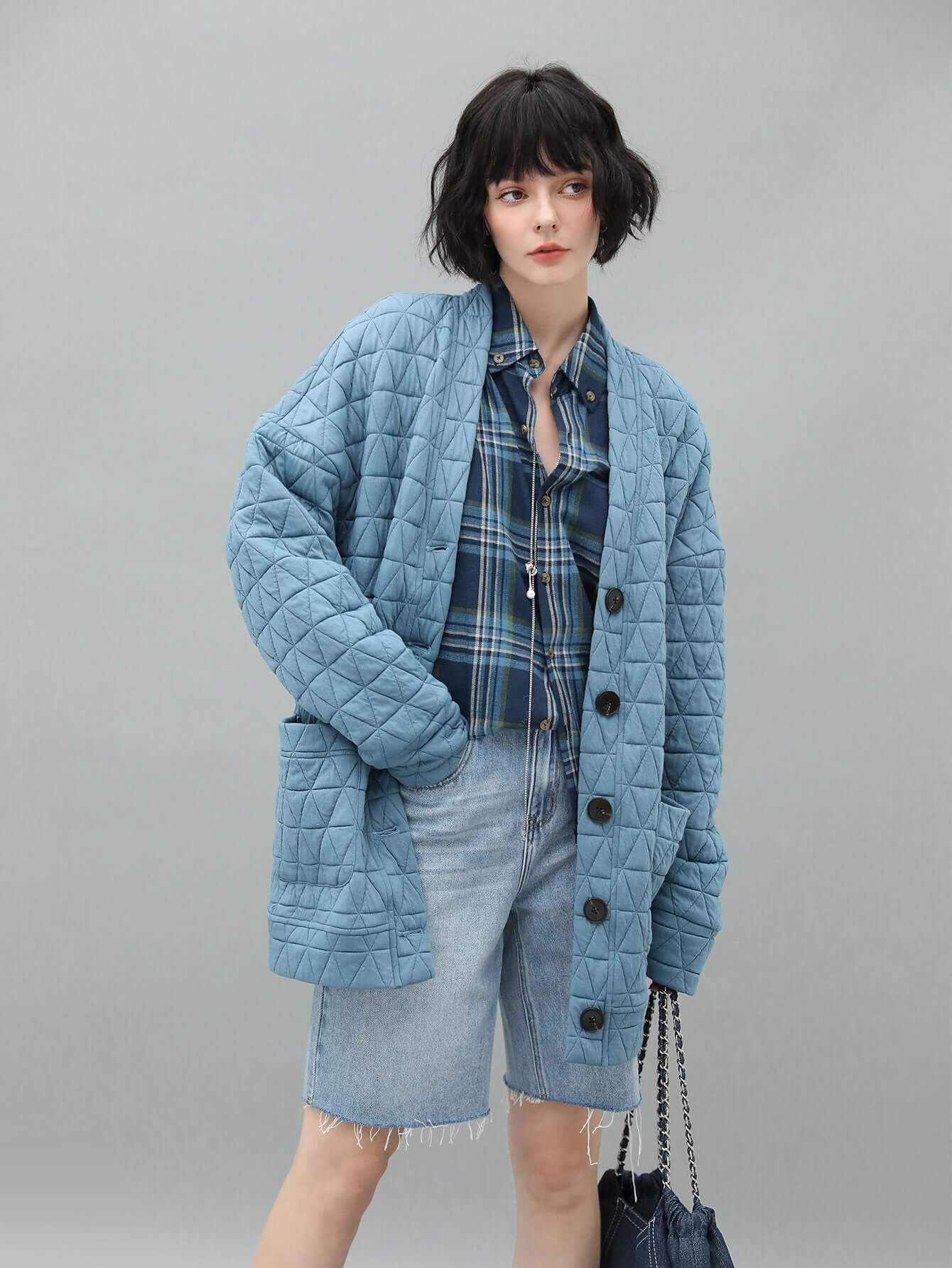 Powder Blue Quilted Coat-3