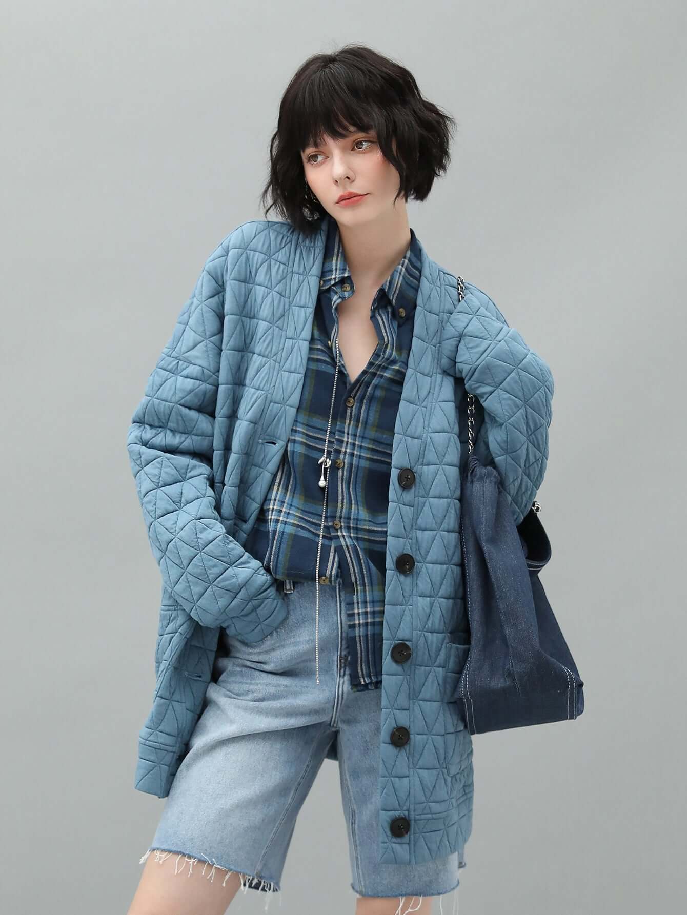 Powder Blue Quilted Coat-1