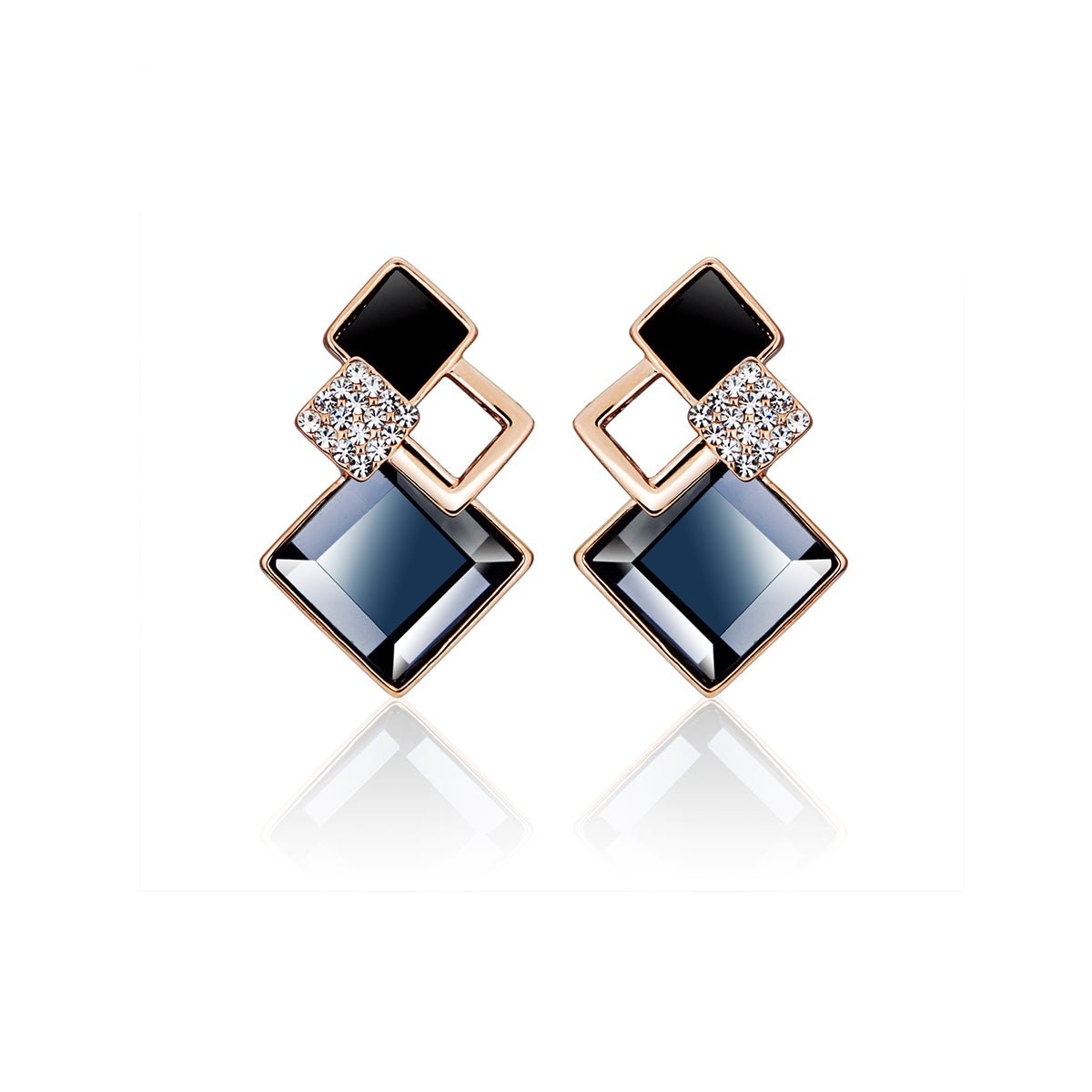 Rhombus Crystal Blue Earrings-0