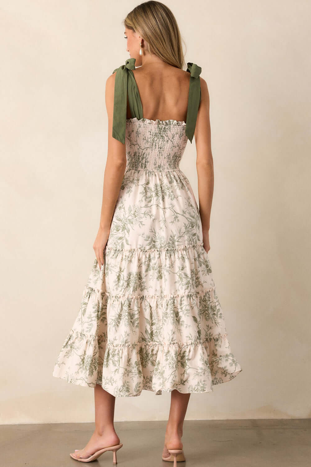 Sage & Sand Smocked Floral Midi Dress - Catherine Martin