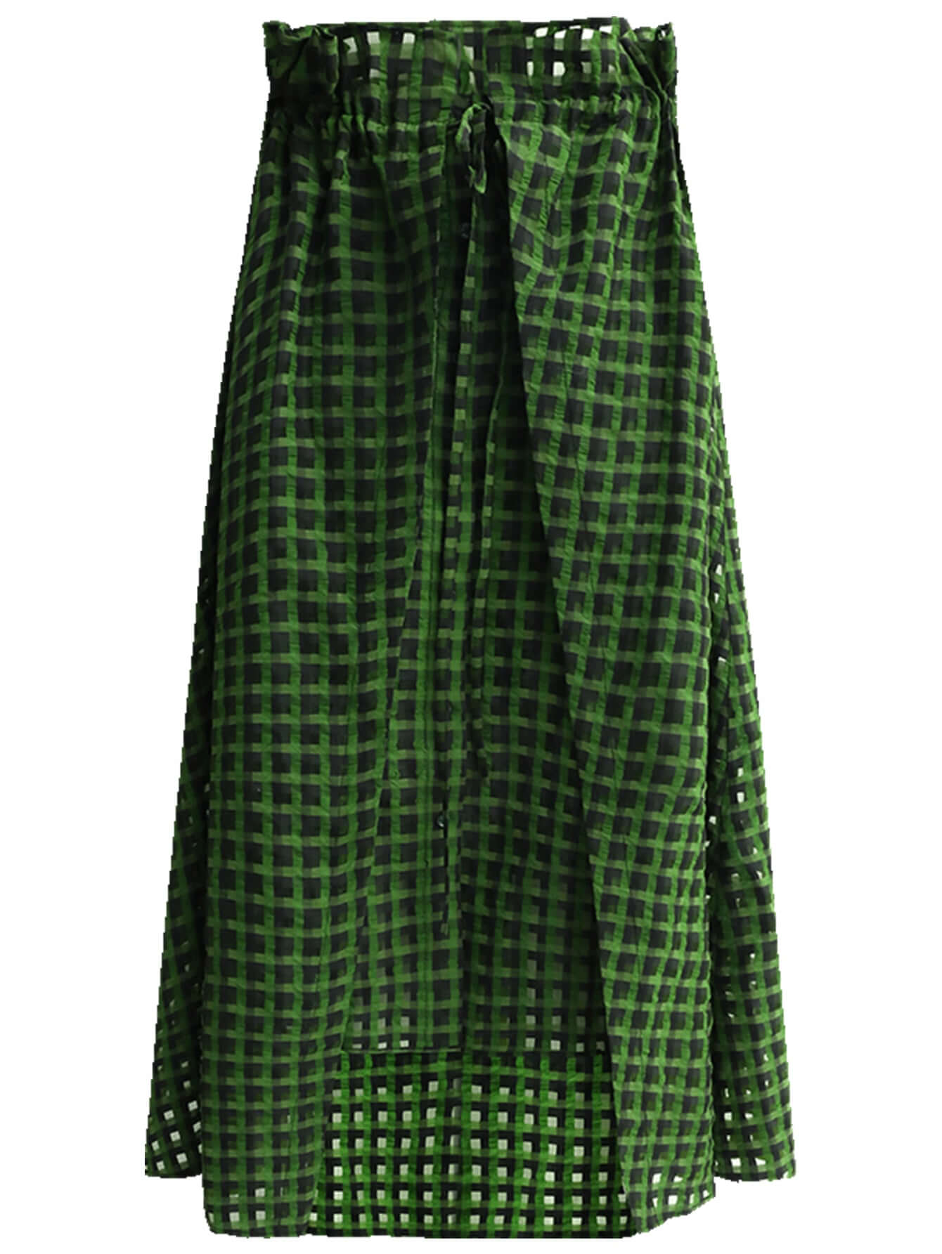 Cocobella Semi Sheer Checkered Green Skirt-3