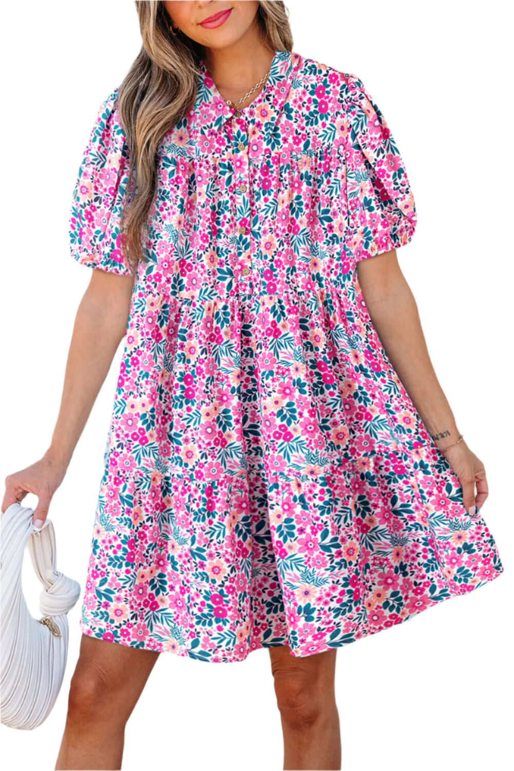 Women's Spring Garden Babydoll Dress. Front view with a neutral background.
