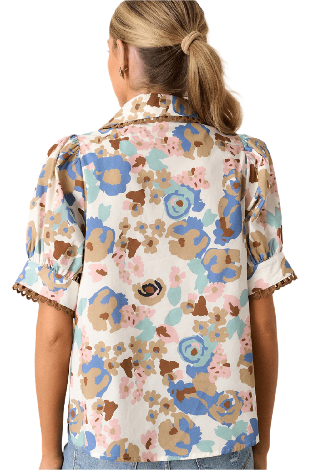 Vintage 60s Flower Shirt Womens - Catherine Martin. Back view.