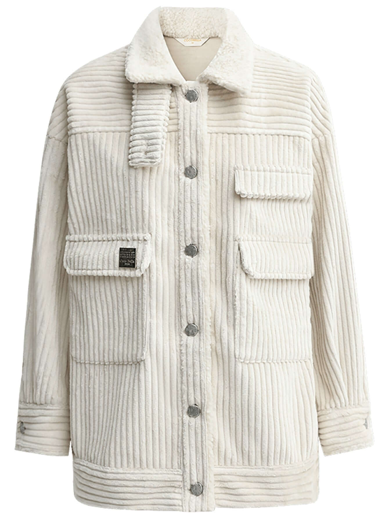 White Oversized Corduroy Parka-3