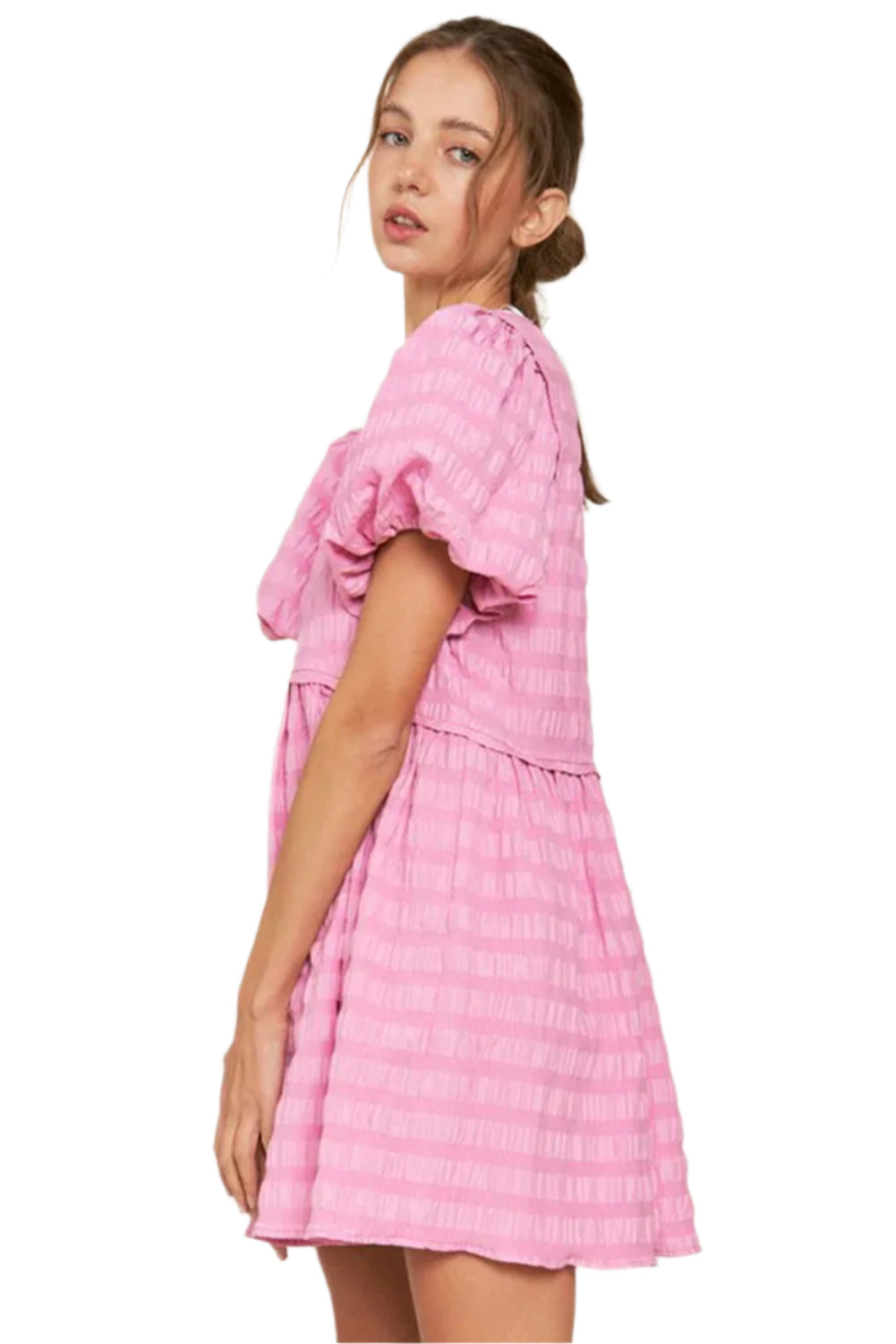 Womens Pink Sunset Puff Dress