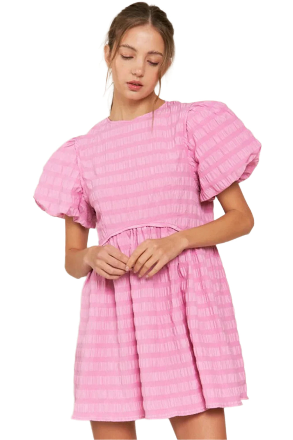 Womens Pink Sunset Puff Dress