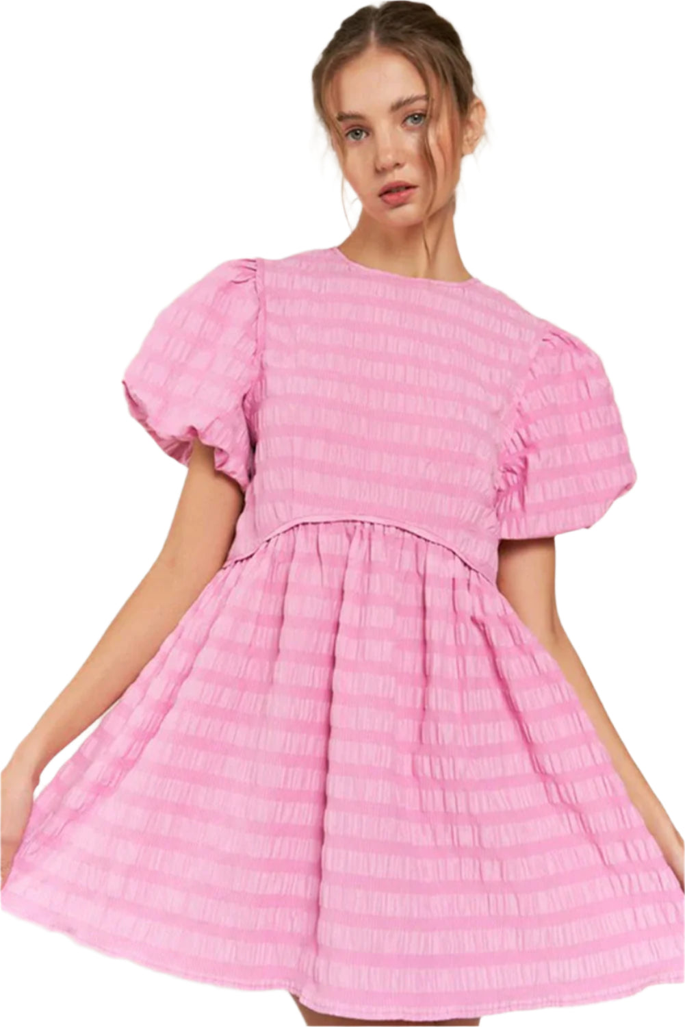 Womens Pink Sunset Puff Dress