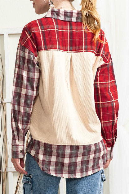 Red Plaid Corduroy Shacket - Catherine Martin